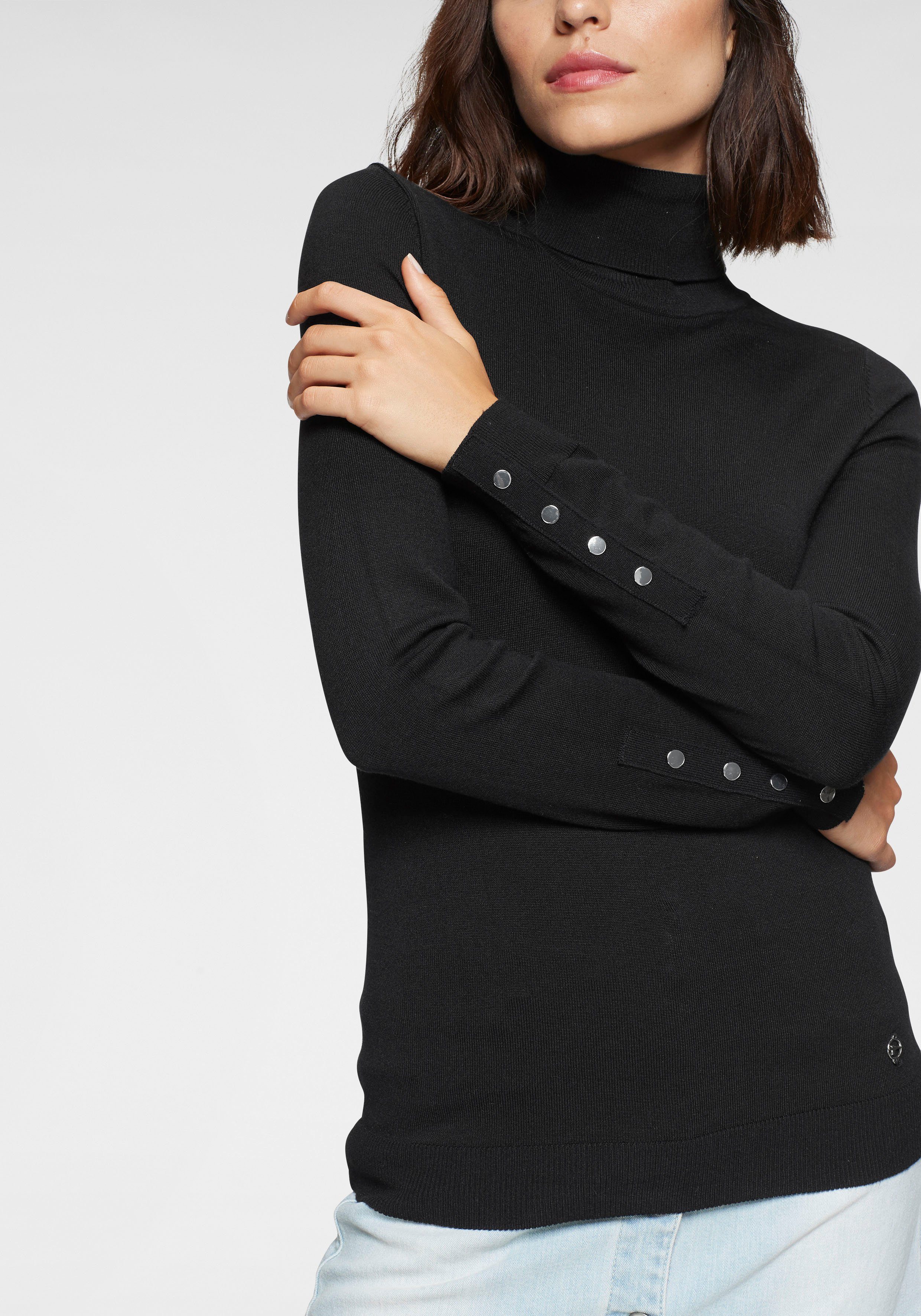 Tamaris Rollkragenpullover in enger Form mit Knopfdetails günstig online kaufen