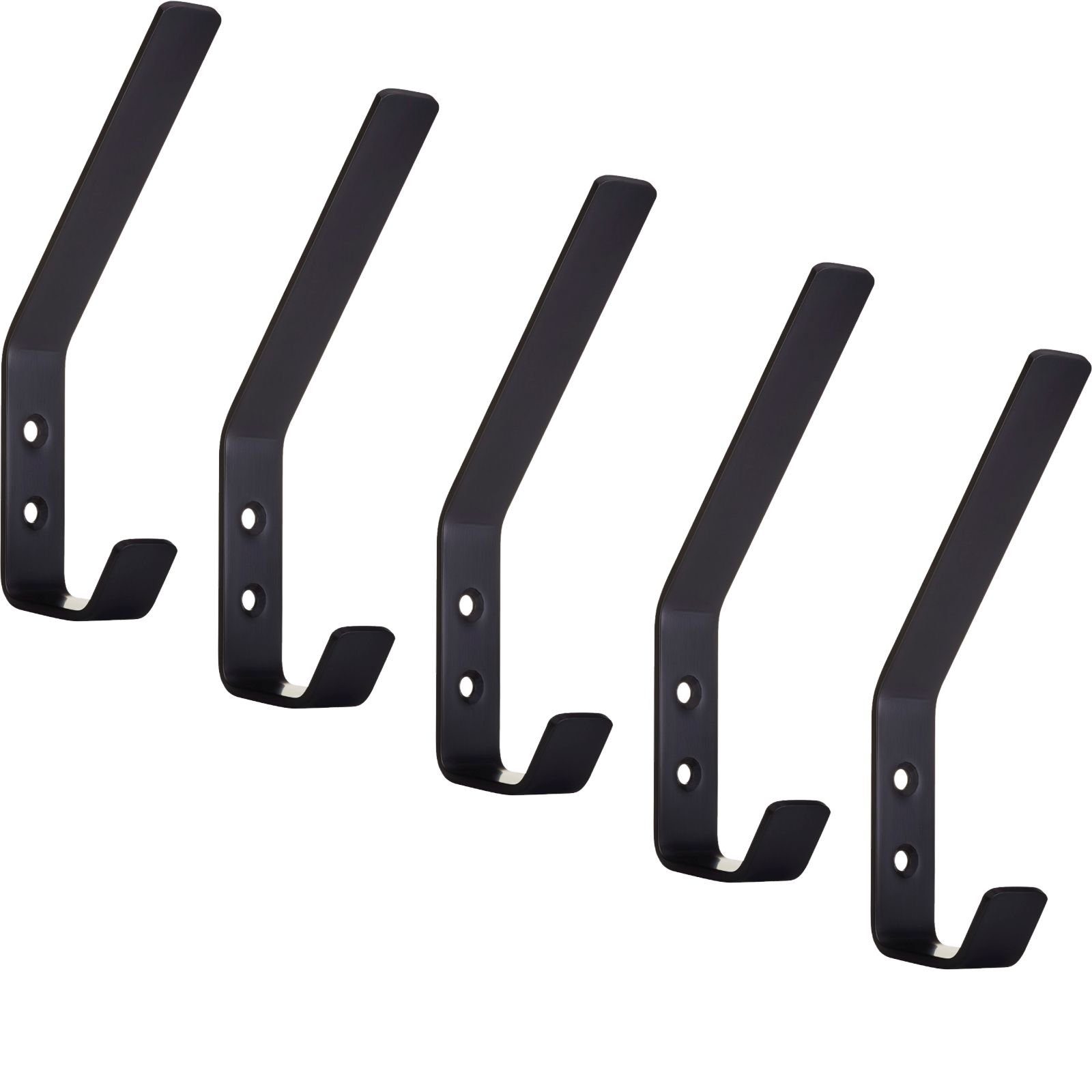 SO-TECH® Kleiderhaken doppelter Wandhaken, Edelstahl, 142 x 20 x 45 mm, (5-St), großer Jackenhaken mit abgerundeten Kanten schwarz