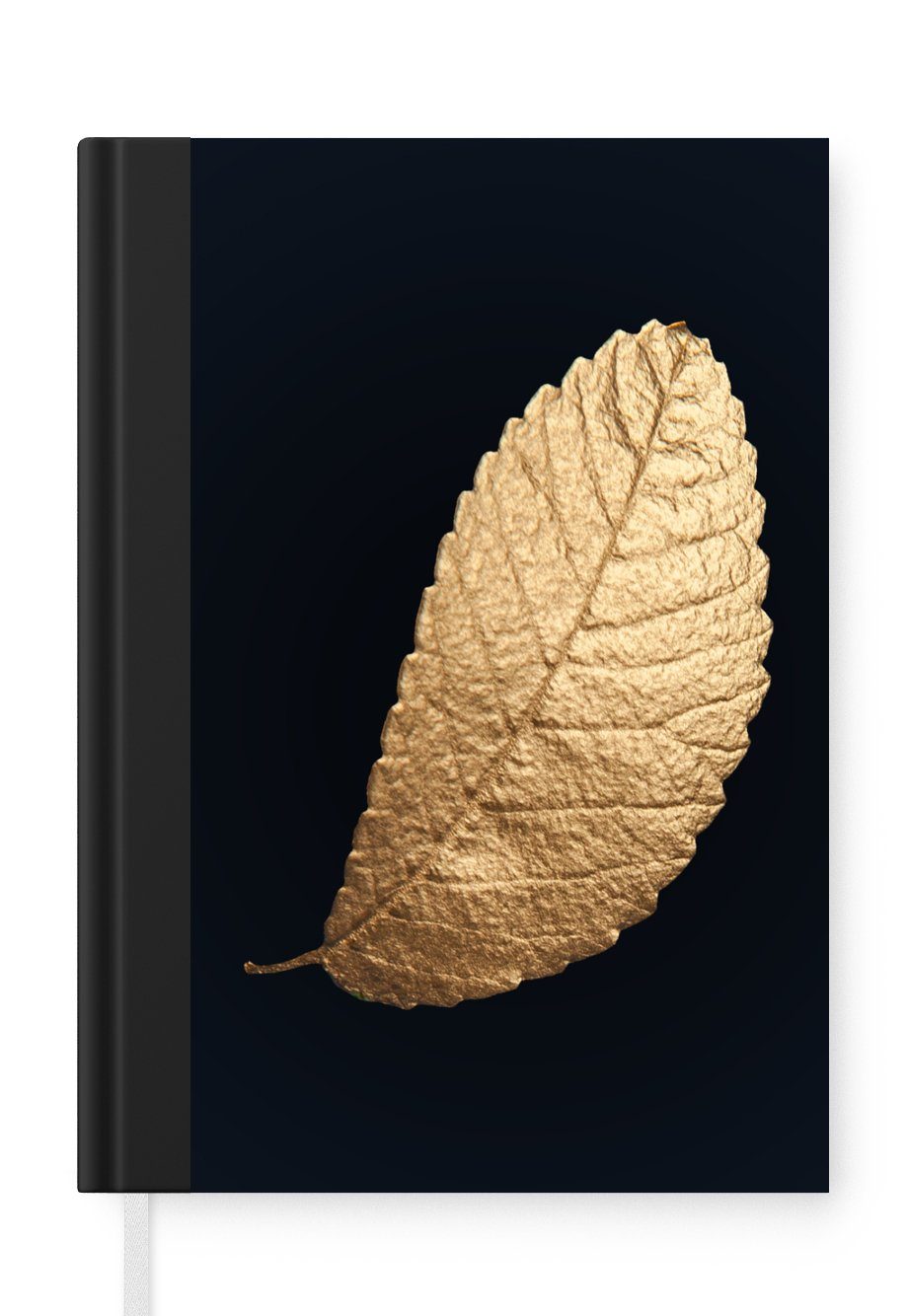 MuchoWow Notizbuch Gold - Blätter - Schwarz - Pflanzen - Luxus - Natur, Journal, Merkzettel, Tagebuch, Notizheft, A5, 98 Seiten, Haushaltsbuch