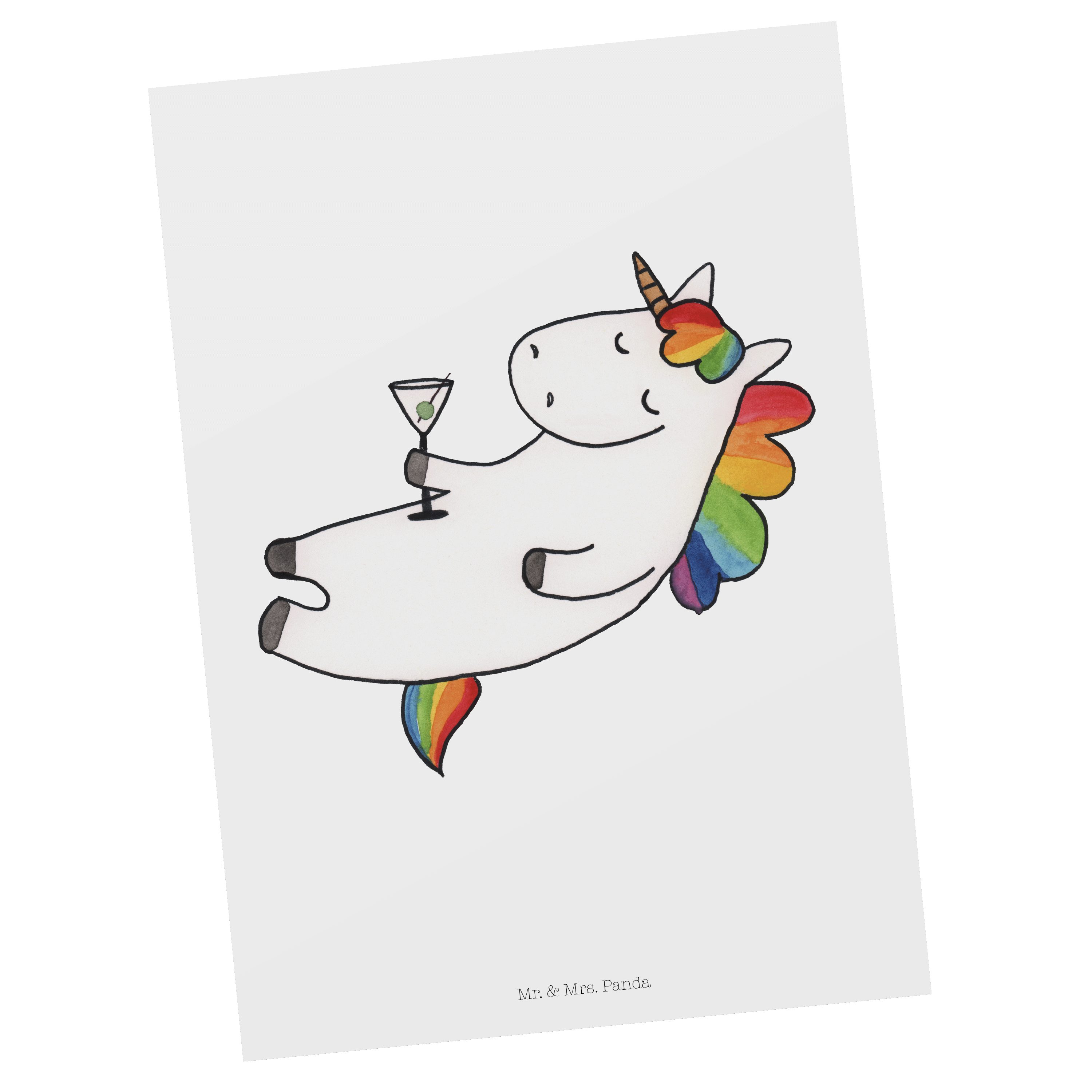 Mr. & Mrs. Panda Postkarte Einhorn Cocktail - Weiß - Geschenk, Geburtstagskarte, Geschenkkarte