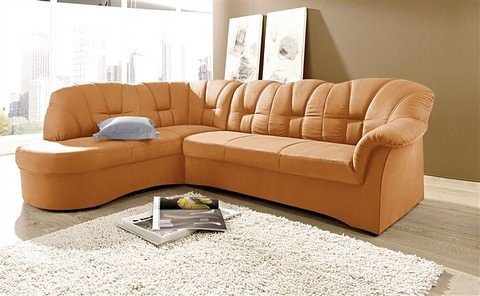 DOMO collection Ecksofa Papenburg, zeitlose Rückensteppung, elegante Armlehne, L-Form, mit Ottomane, wahlweise mit Bettfunktion, OTTOs Choice