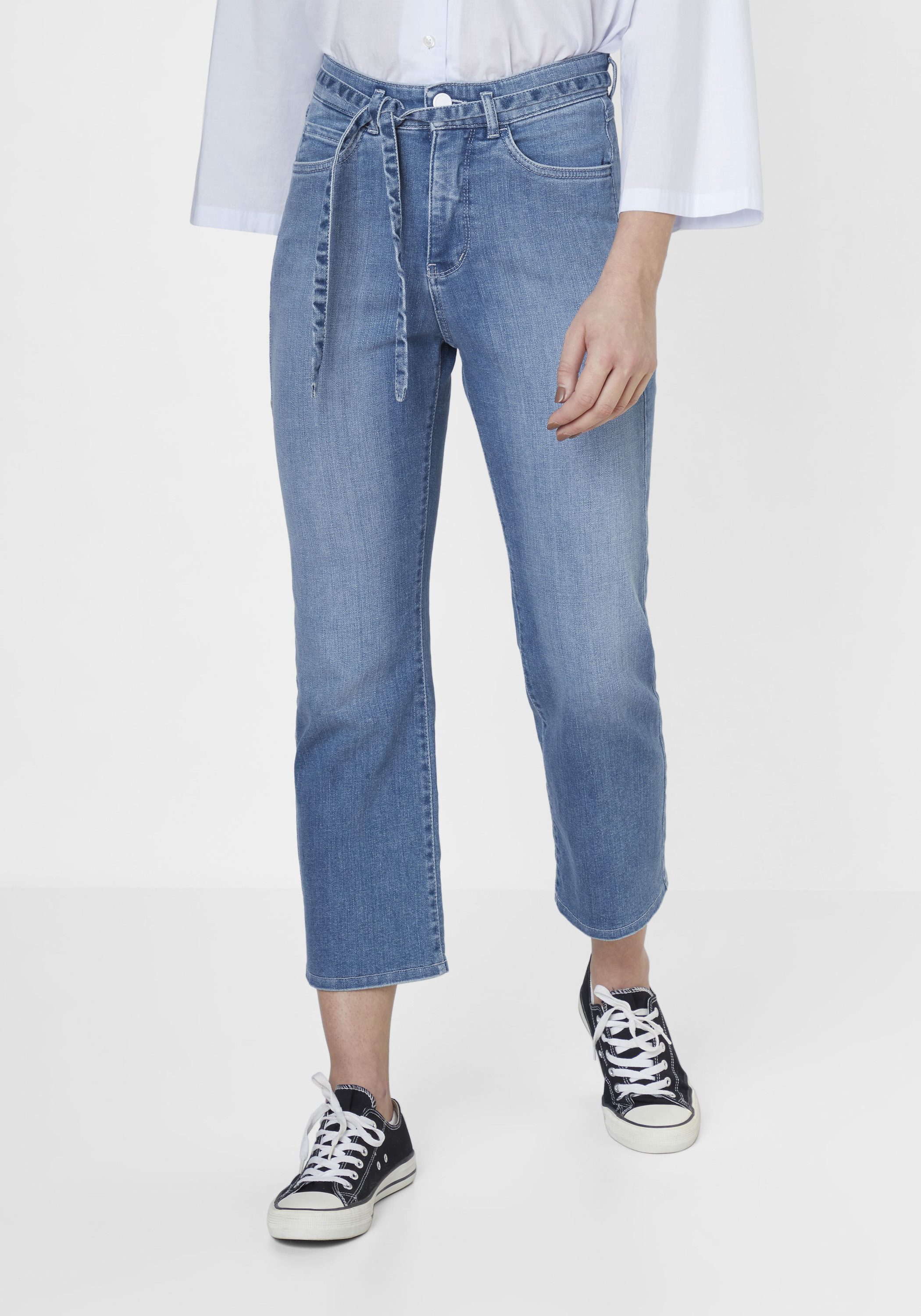 Paddock's 7/8-Jeans MALIN Slim-Fit Bootcut Jeans mit Denim Deko Band und High Waist