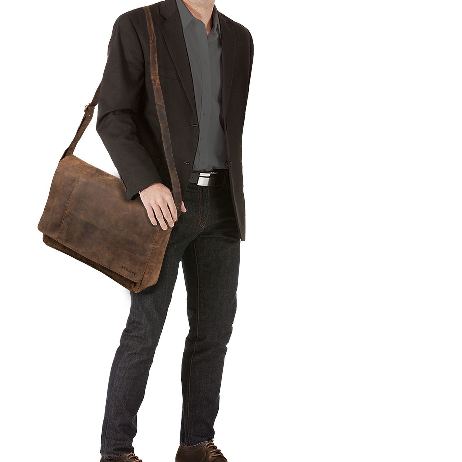 STILORD Laptoptasche "Elias" Echtleder Herren Umhängetasche günstig online kaufen