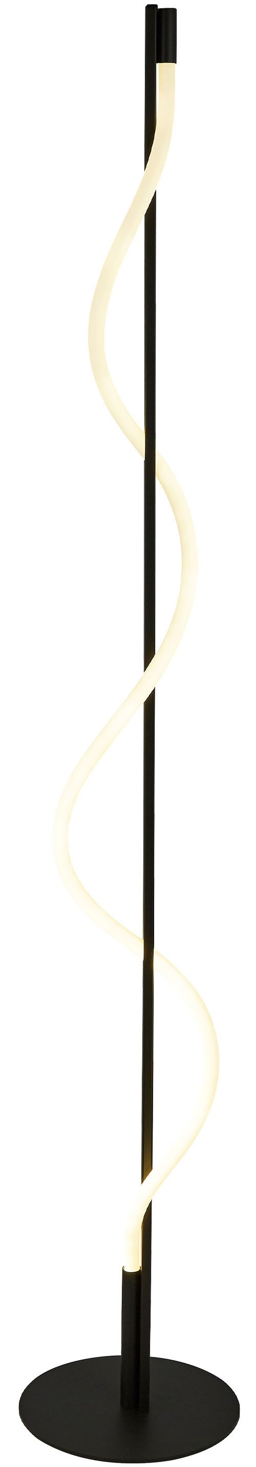 Searchlight Stehlampe Serpent Floor Lamp - Black Metal & Opal Tube, LED fest integriert, Extra-Warmweiß
