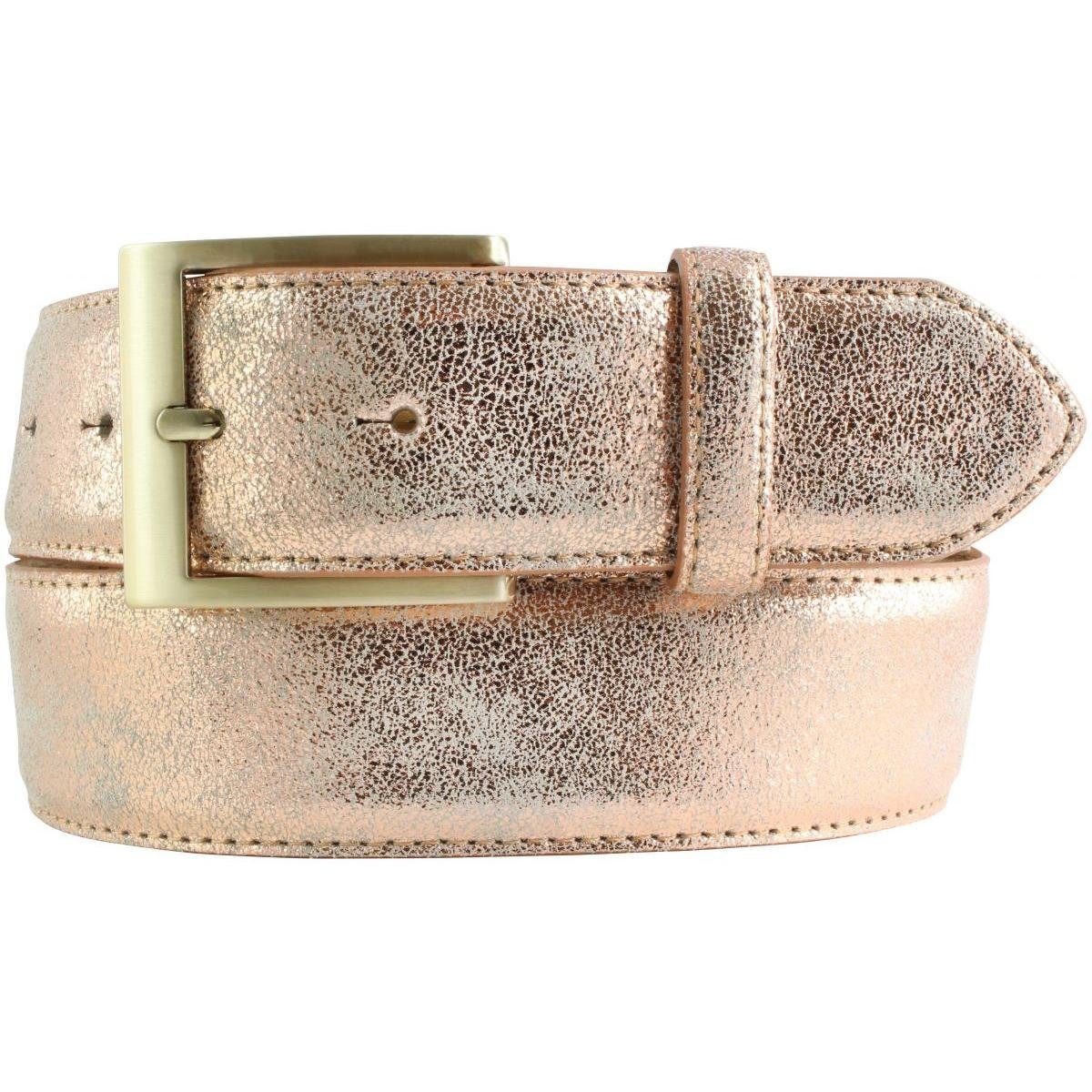 BELTINGER Ledergürtel Goldener Gürtel in Metall-Optik 4 cm - Metallic-Look 40mm - Metall-Le (1-St)