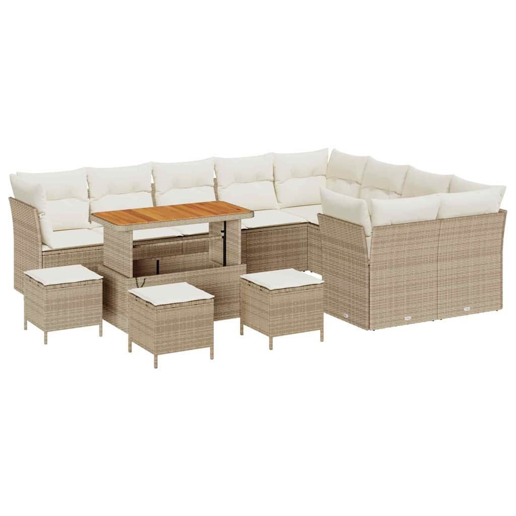 vidaXL Gartenlounge-Set Gartensofa-set 13 pcs Beige Poly-Rattan, (13-tlg)