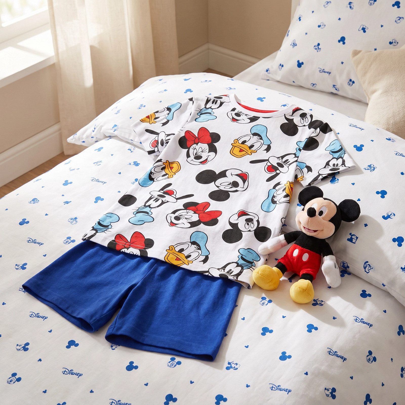 Disney Schlafanzug Disney Mickey Maus Jungen Schlafanzug Pyjama Shirt Shorts (1 tlg) Gr. 98 bis 128 - 100% Baumwolle