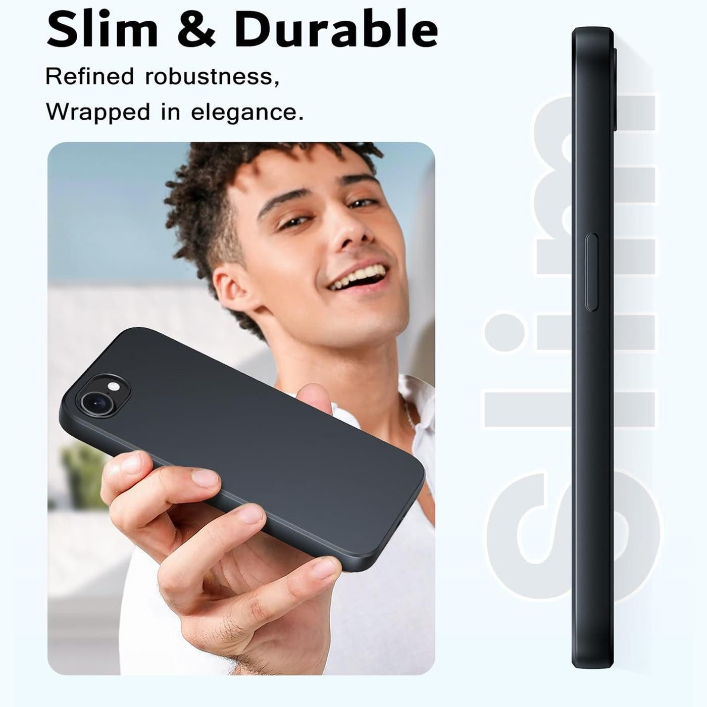 CoolGadget Handyhülle Handy Schutzhülle für iPhone 16e matt schwarz, Silikon TPU Hülle Schutz Tasche Cover schlicht Slim Case – Bild 4 von 5