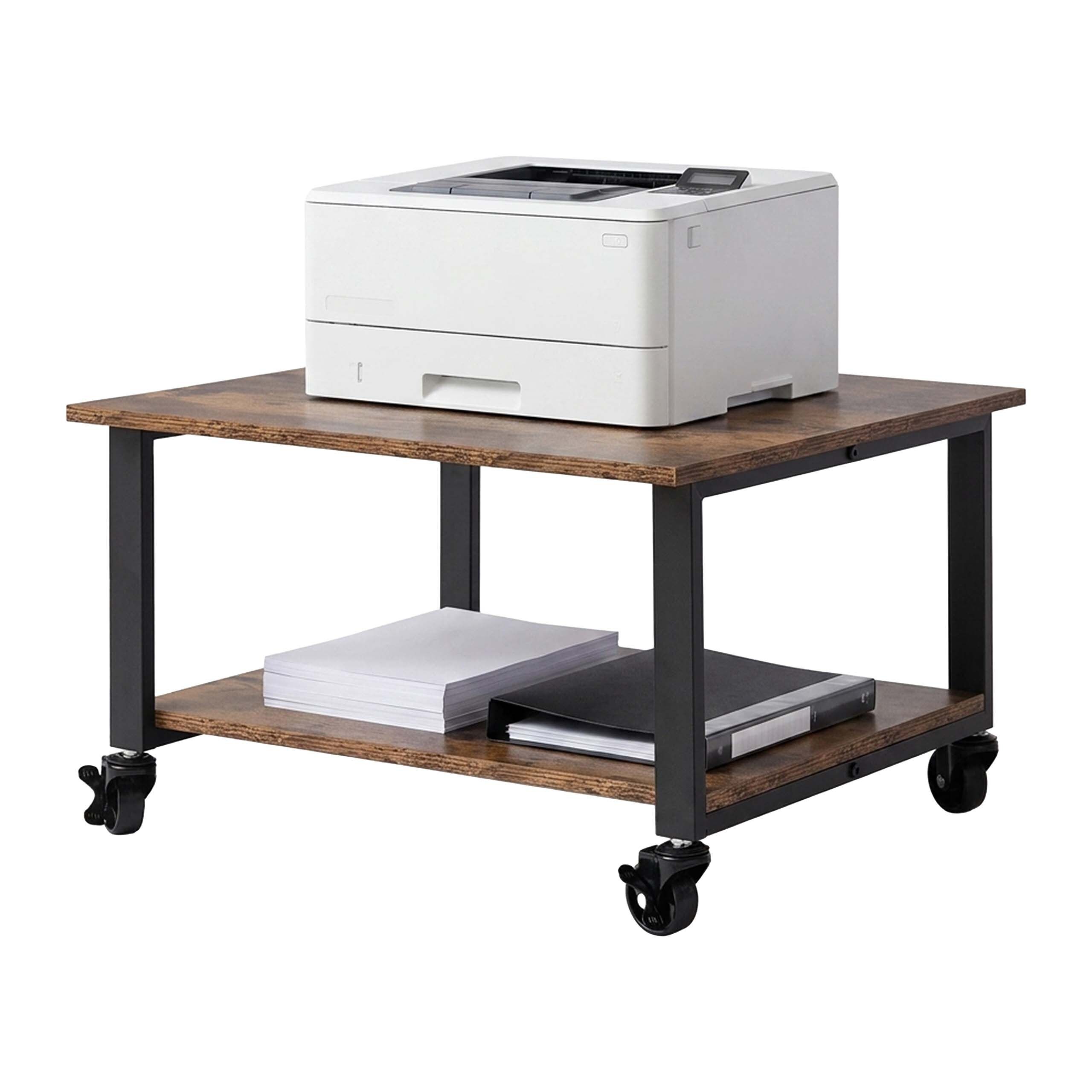 relaxdays Druckertisch mit Rollen (1-St), Industrial-Schwarz