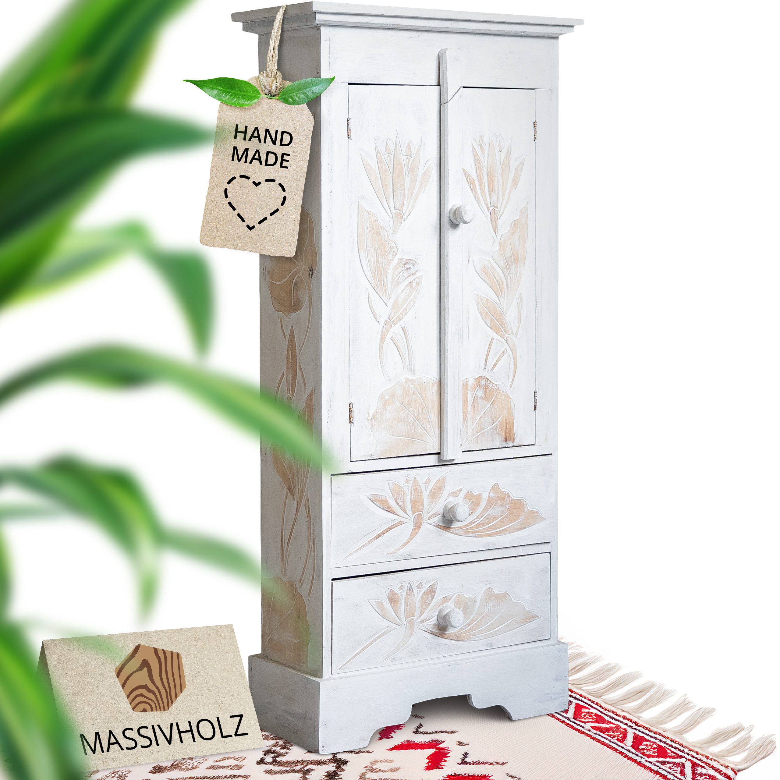 livasia Midischrank aus Bali - 45x20x98cm - Massivholz, handgefertigt günstig online kaufen