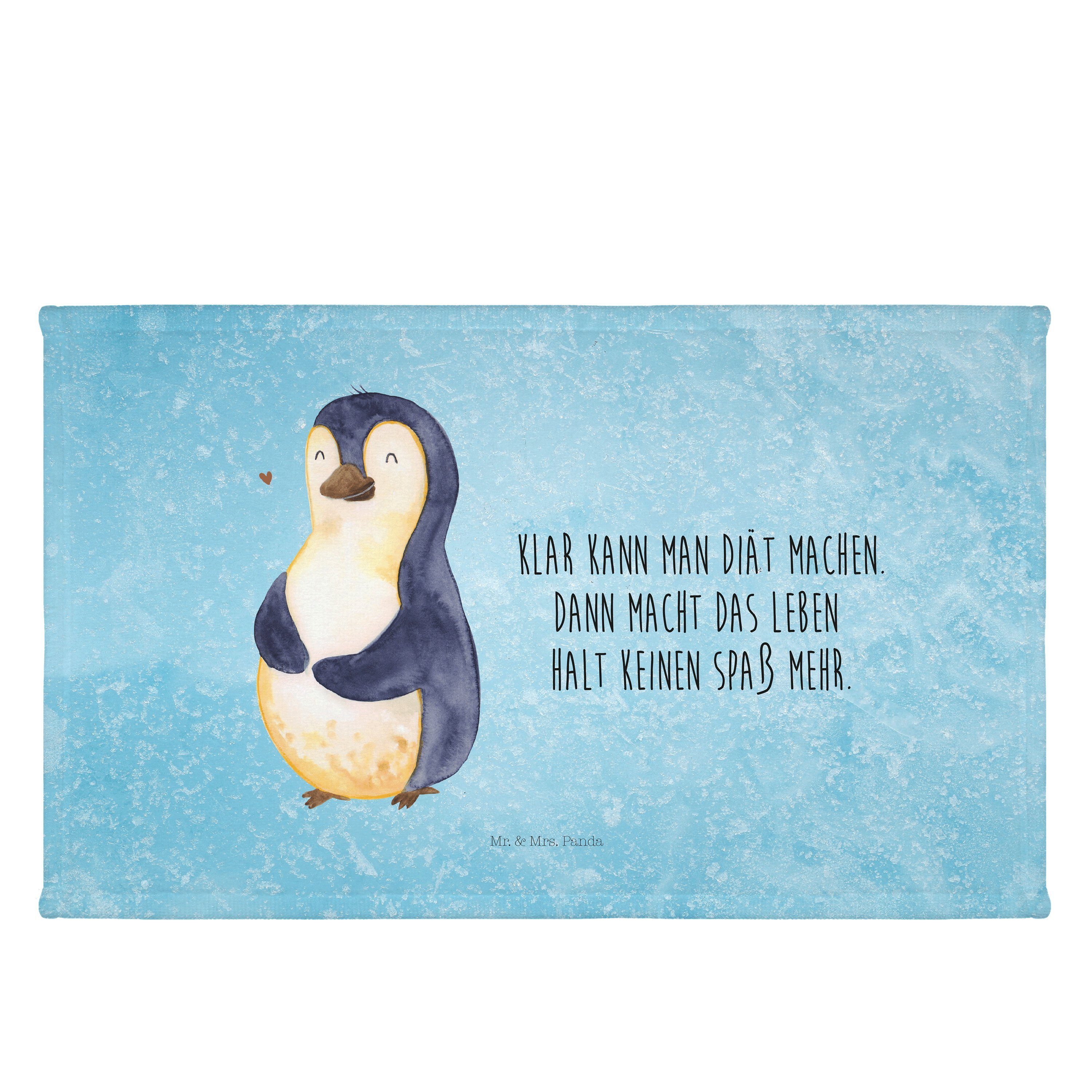 Mr. & Mrs. Panda Handtuch Pinguin Diät - Eisblau - Geschenk, Selbstliebe, Selbstrespekt, Gästet, (1-St)
