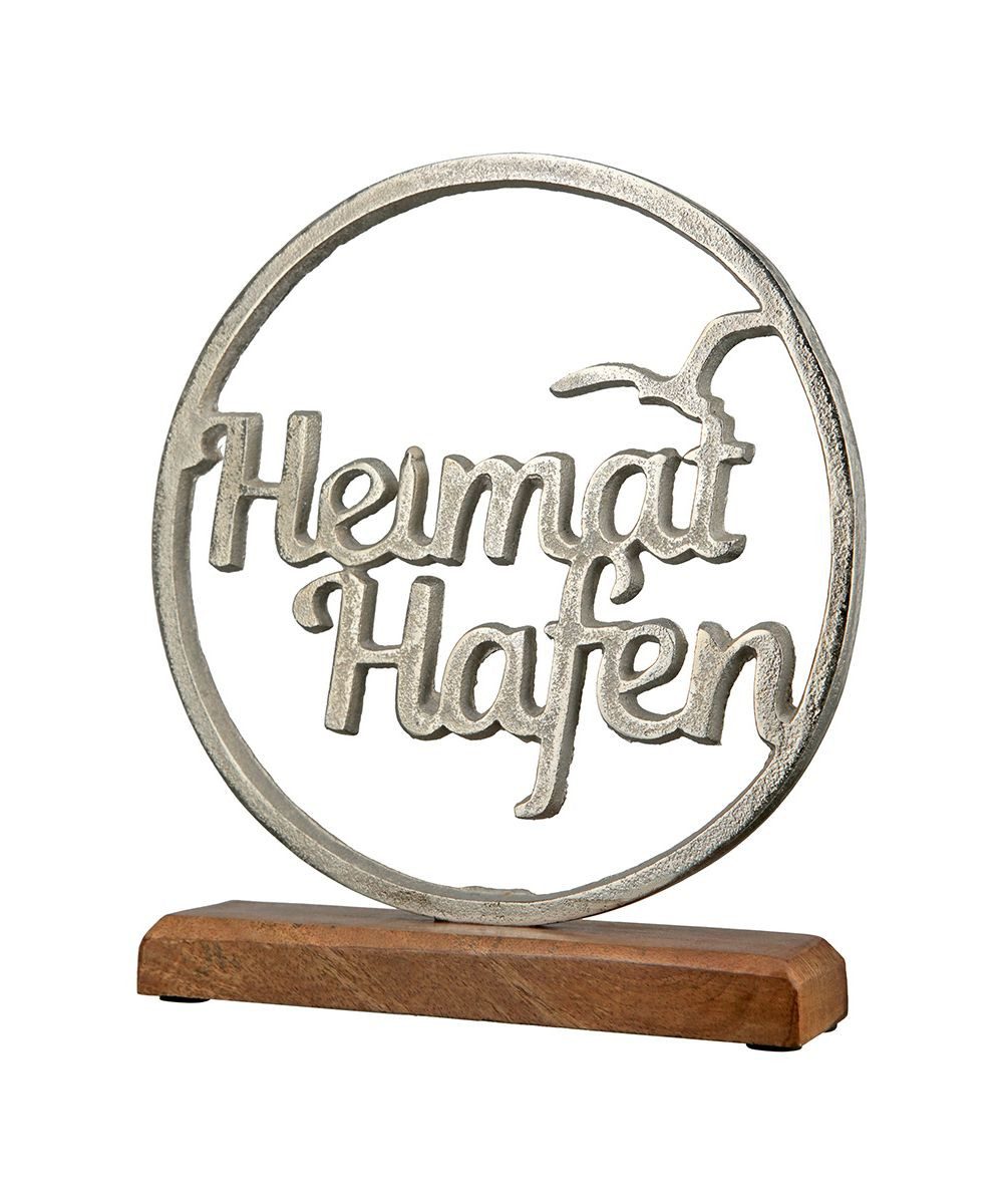 GILDE Dekoobjekt 41293 – „Heimathafen“ – Mangoholz & Aluminium – 22 × 25 cm – Bild 2 von 3