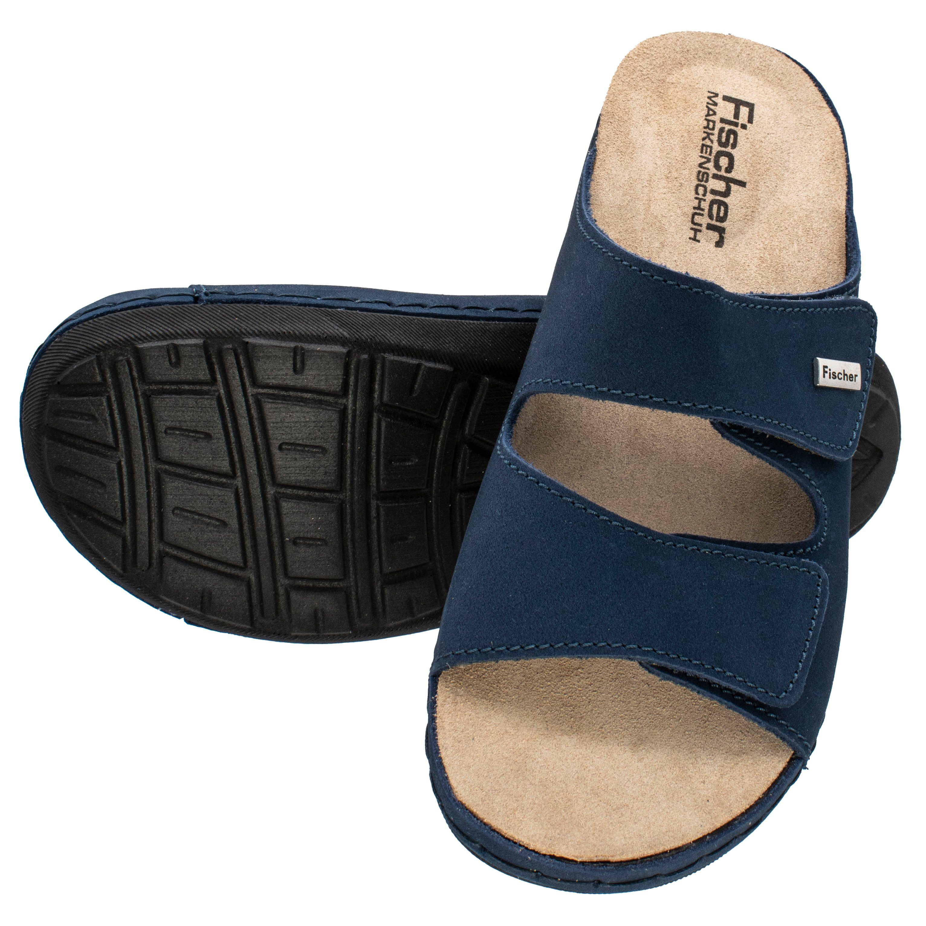 Fischer-Markenschuh Michaela Pantolette aus Nubukleder, herausnehmbare Einlegesohle aus Leder, Weite G