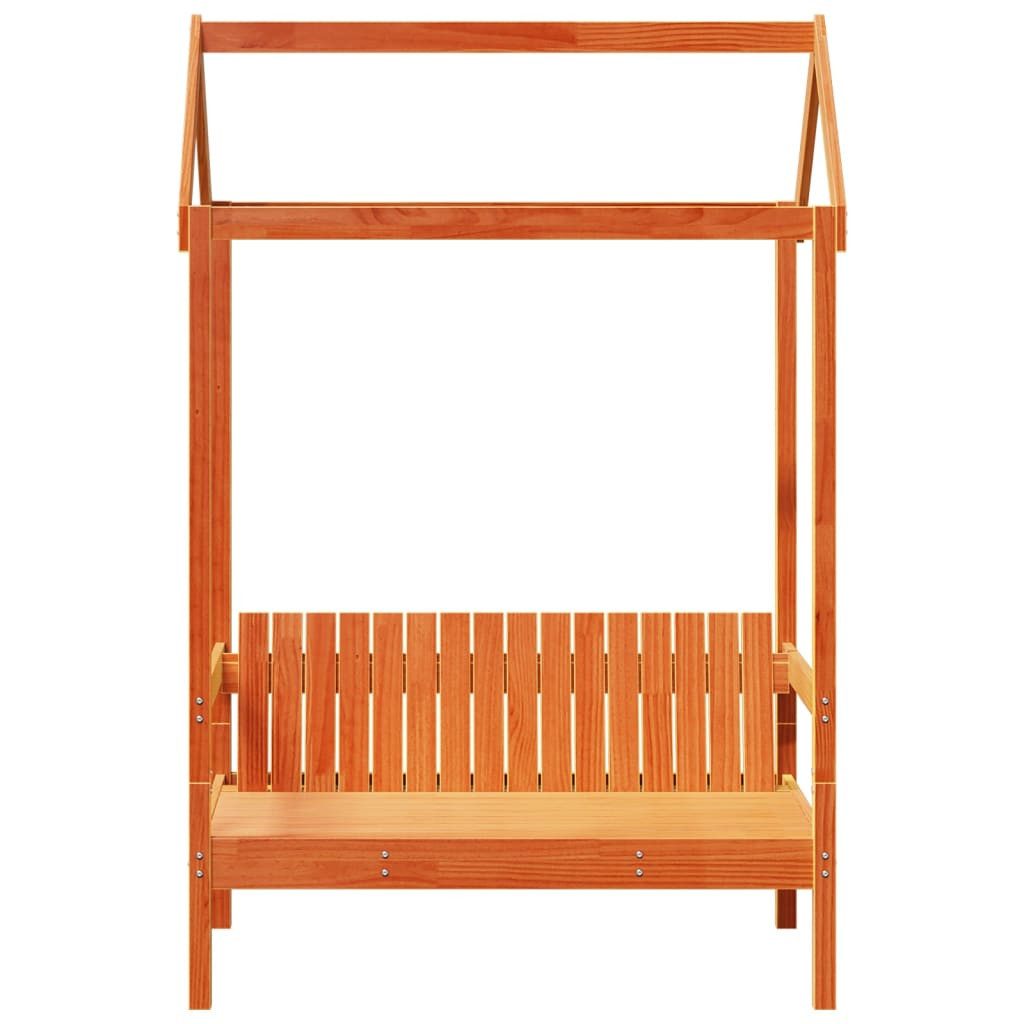 vidaXL Sitzbank Bank mit Dach Wachsbraun 117,5x70x176,5 cm Massivholz Kiefer – Bild 4 von 5