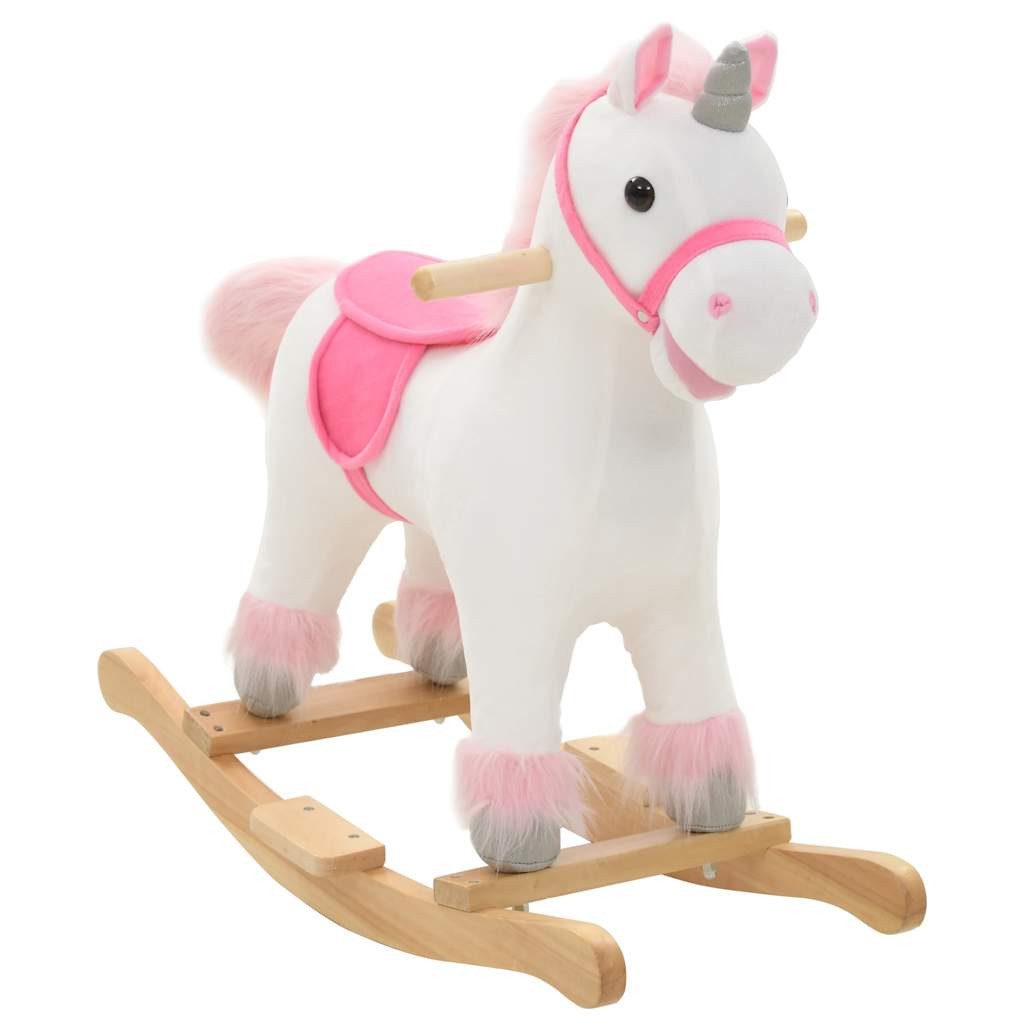 Schaukeltier Schaukeltier Einhorn Plüsch 65x32x58 cm Weiß und Rosa