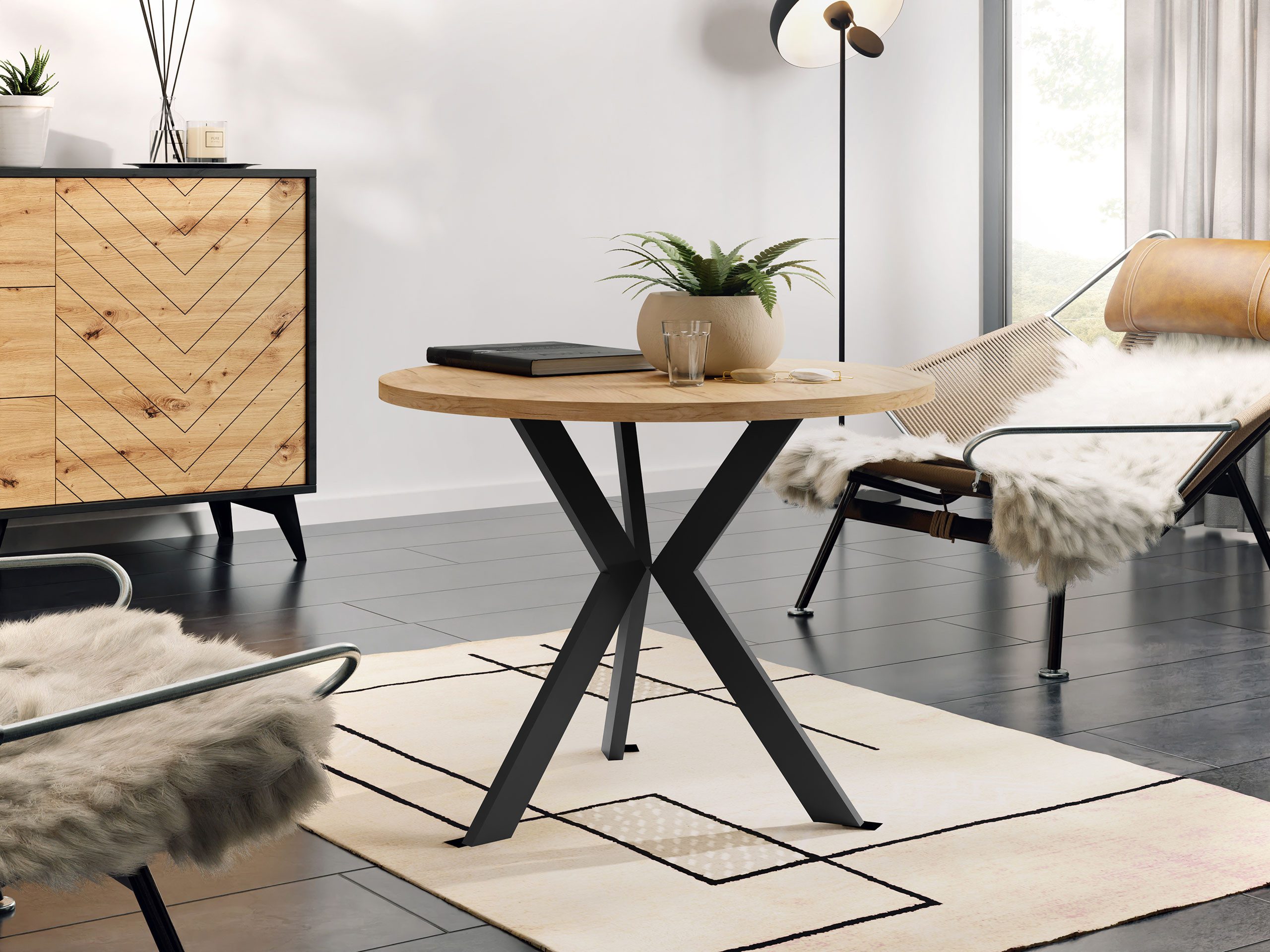 MIRJAN24 Couchtisch STK M6, Beine aus Stahl, 67x67x50 cm