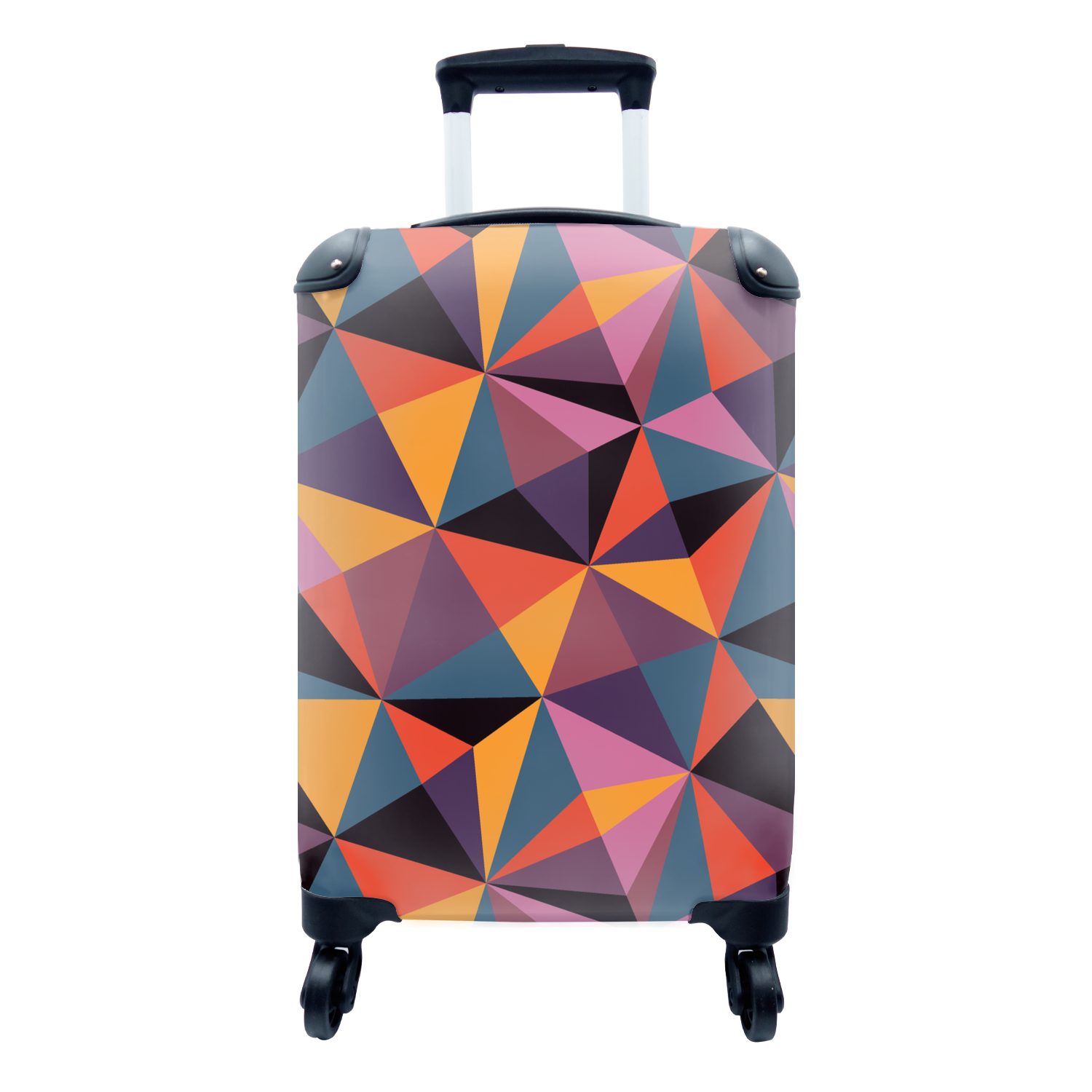MuchoWow Handgepäckkoffer Geometrie - 3D - Dreieck - Muster, 4 Rollen, Reisetasche mit rollen, Handgepäck für Ferien, Trolley, Reisekoffer