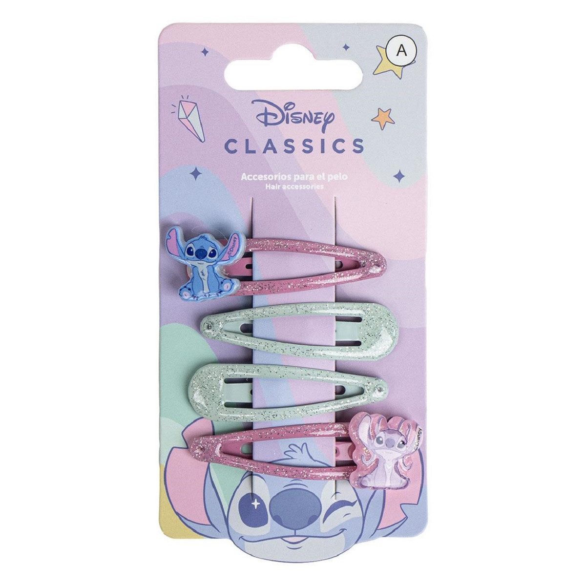 Cerda Haarclip Lilo & Stitch Set – 4-teiliges Kinder Haar-Accessoire für Mädchen, 4-tlg.