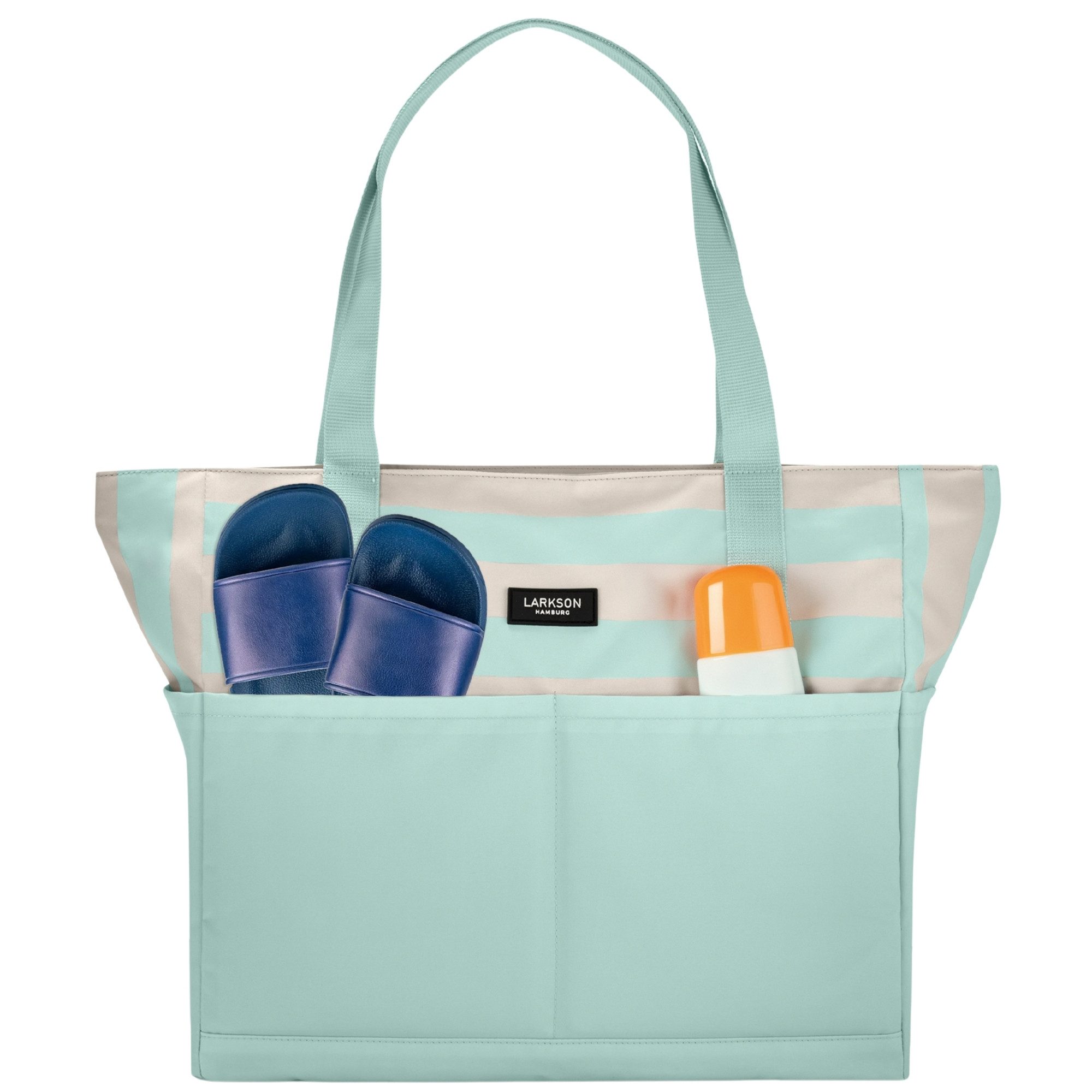 LARKSON Strandtasche Linn Strandtasche mit Reißverschluss (1-tlg), Große Beach Bag für Strand und Urlaub, Wasserabweisend