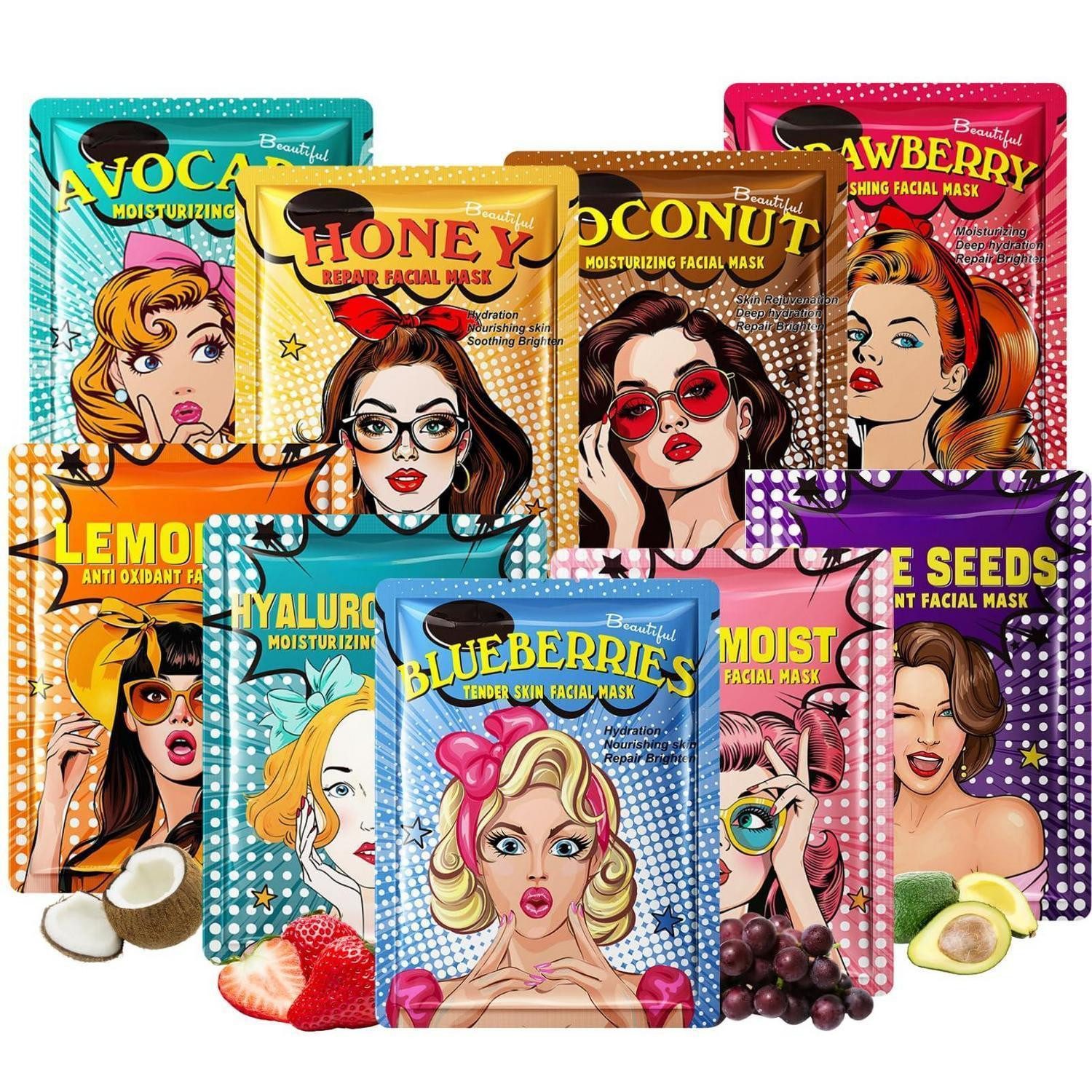 LuxusKollektion Gesichtsmasken-Set Gesichtsmasken Set Kinder & Frauen 9 Stück Fr