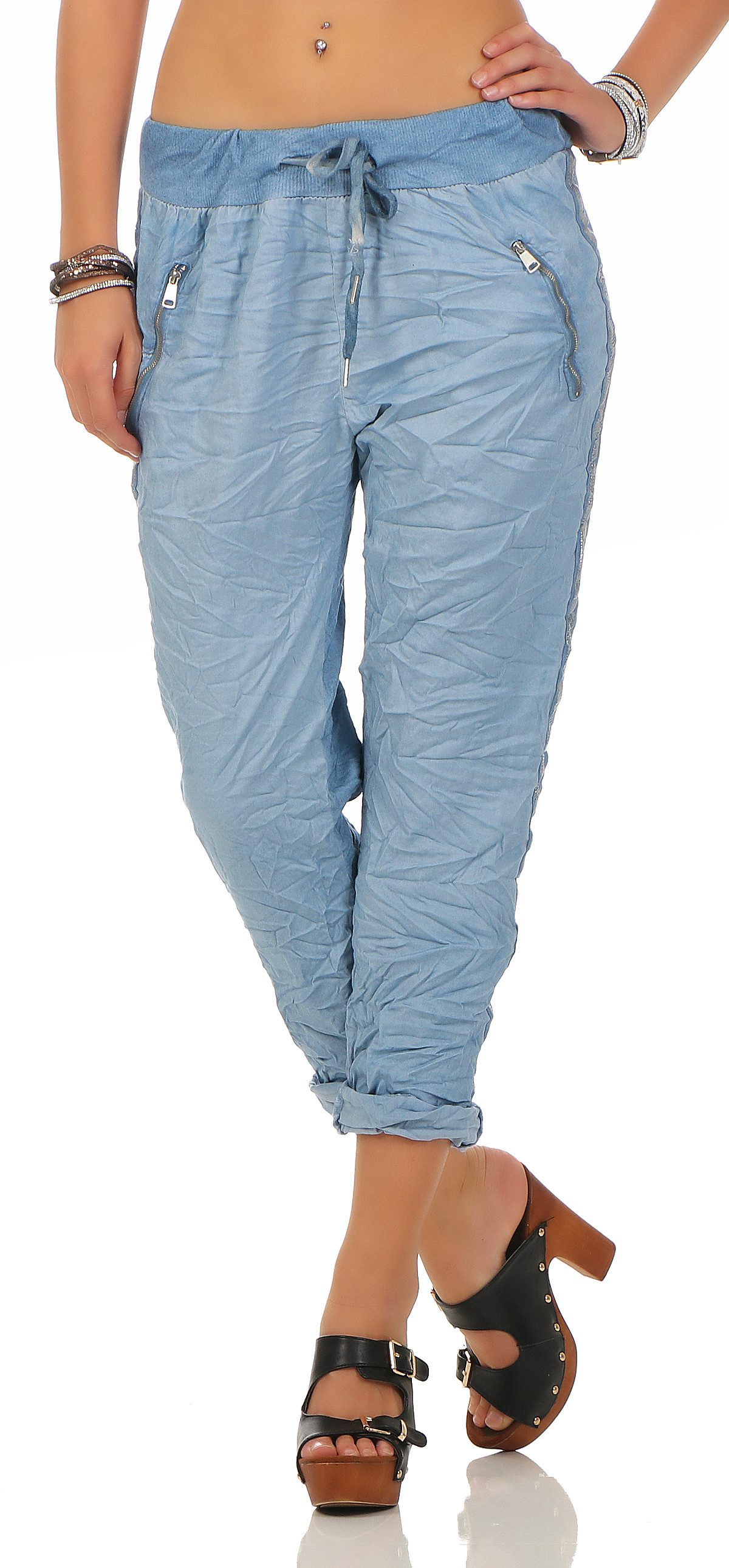 Mississhop Chinohose Trendige Jogger-Hose mit Print günstig online kaufen