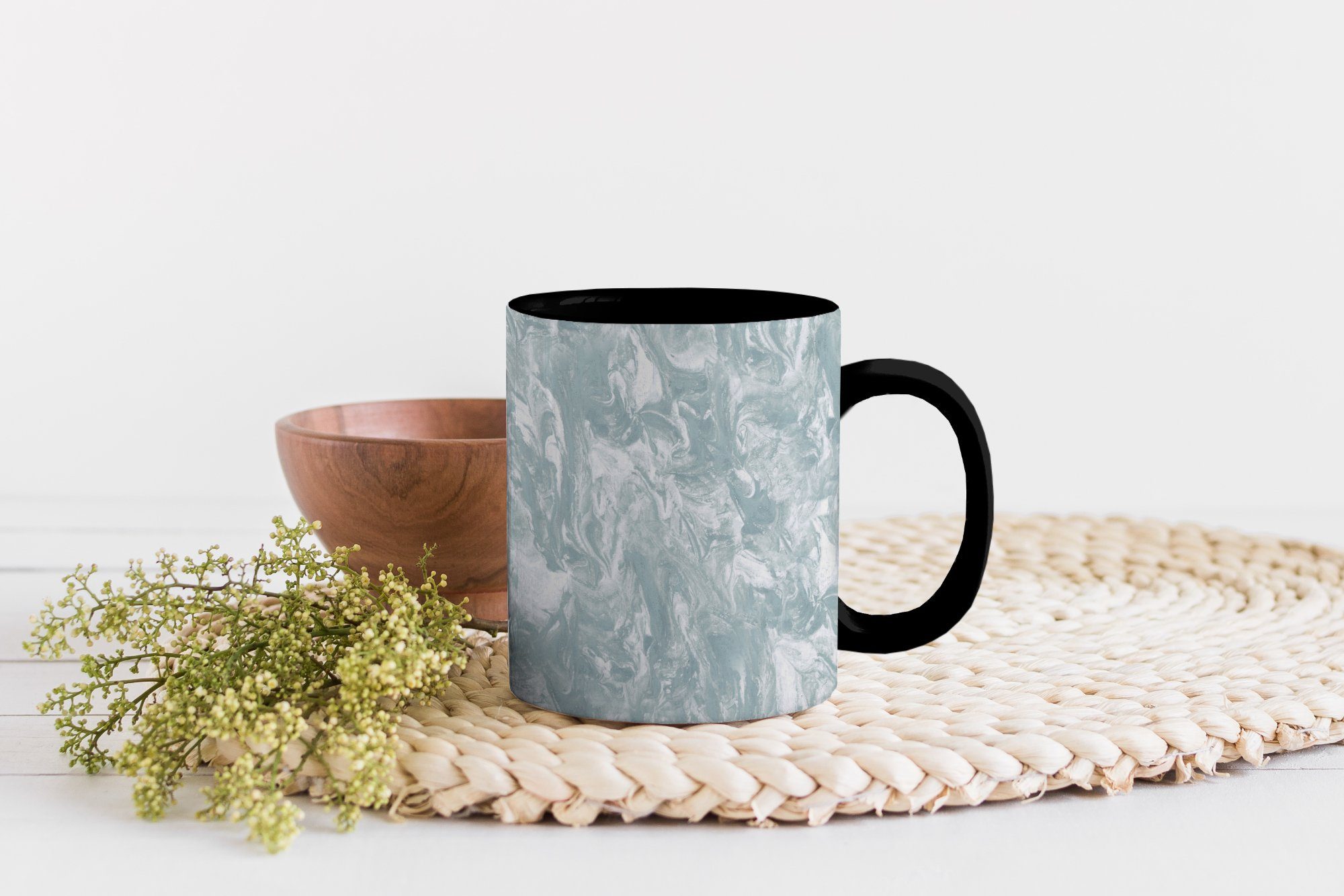 MuchoWow Tasse Marmor - Farbwechsel, Farbe - Teetasse, Keramik, Zaubertasse, Geschenk - Muster, Kaffeetassen, Grau