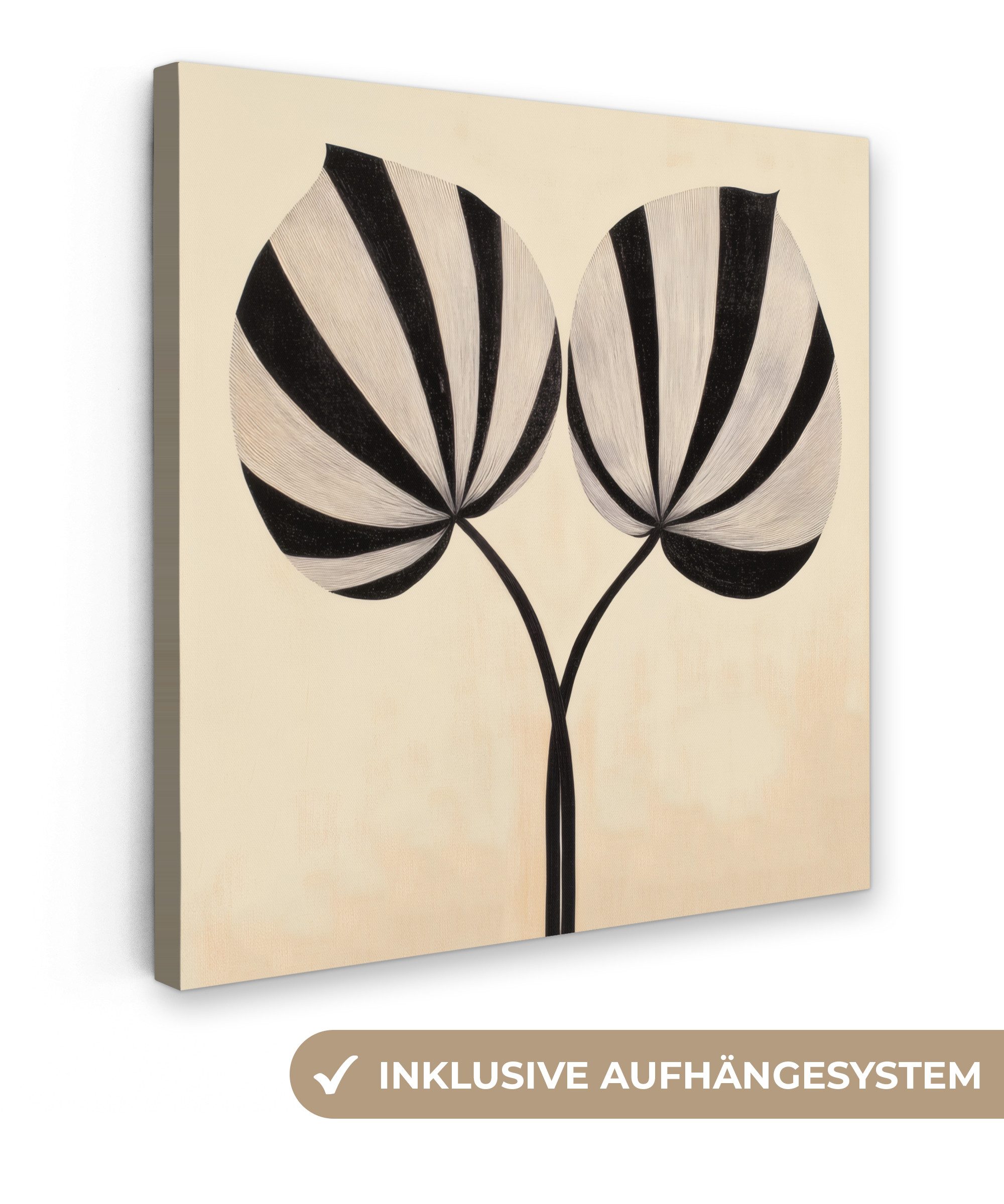 OneMillionCanvasses® Leinwandbild Blätter - Gestreift - Stängel - Beige, Fo günstig online kaufen