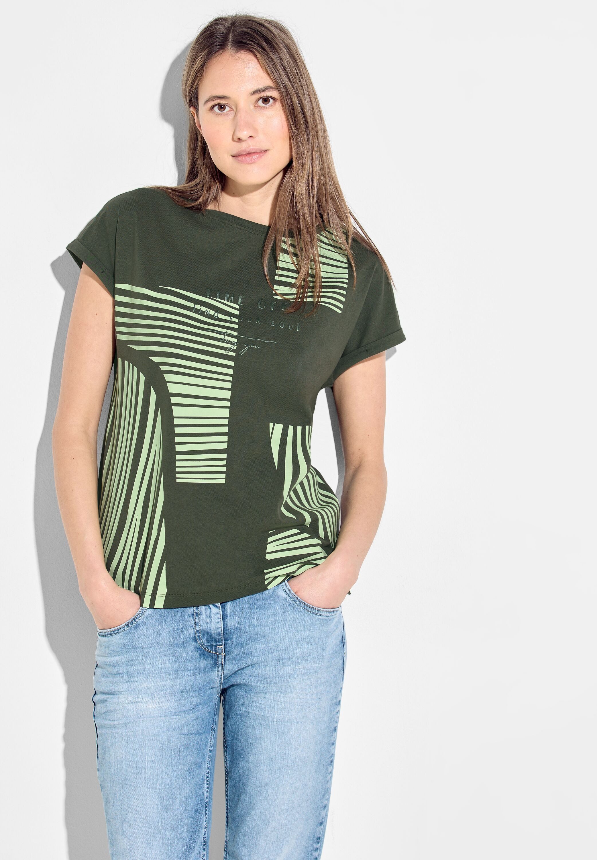 CECIL Rundhalsshirt aus reiner Baumwolle