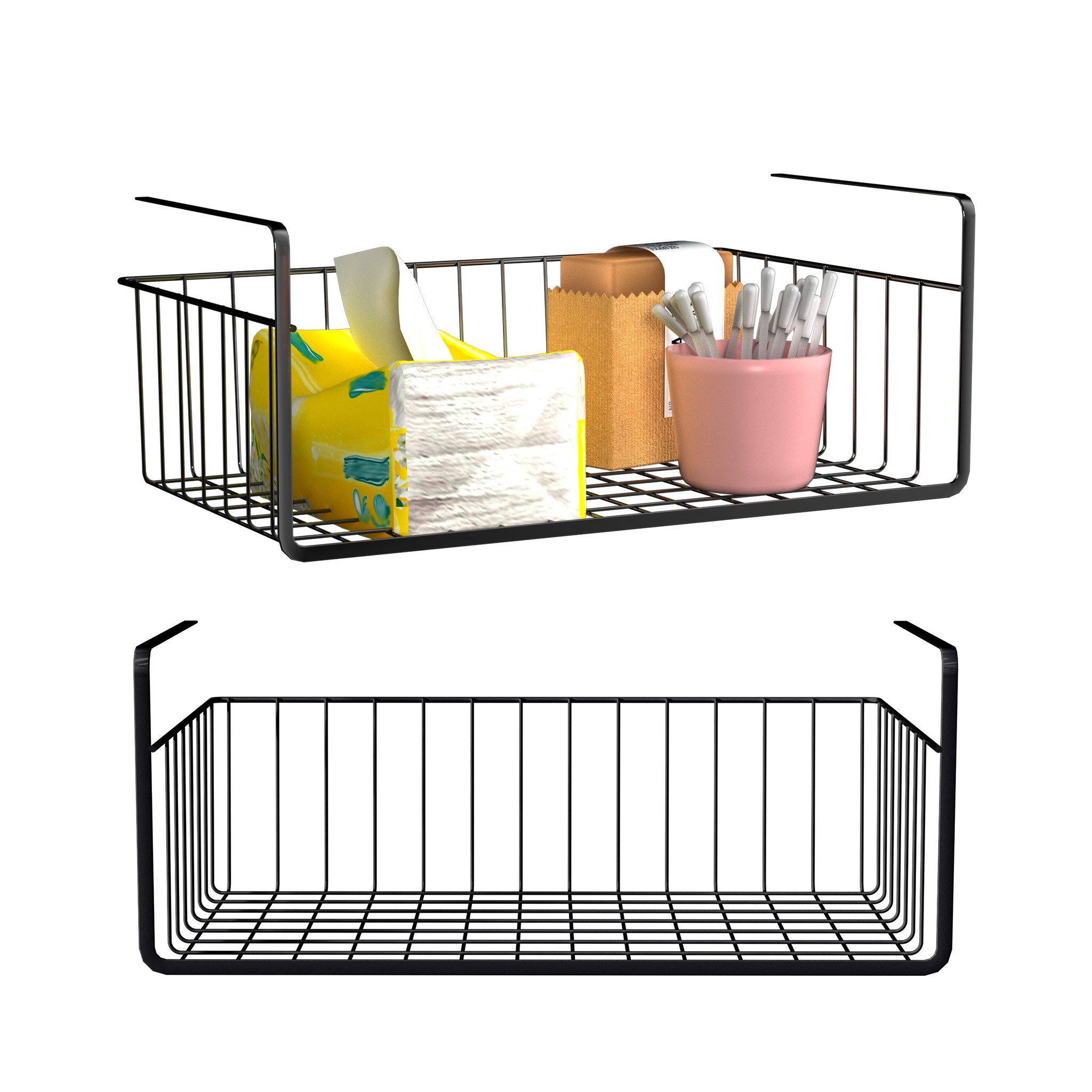 FIVMEN Einhängekorb Schrankkörbe aus Metall Aufbewahrung Hängekorb Küchenregal Organizer, Korb für Küche, Speisekammer, Büro, Bücherregal, Schrank, Badezimmer