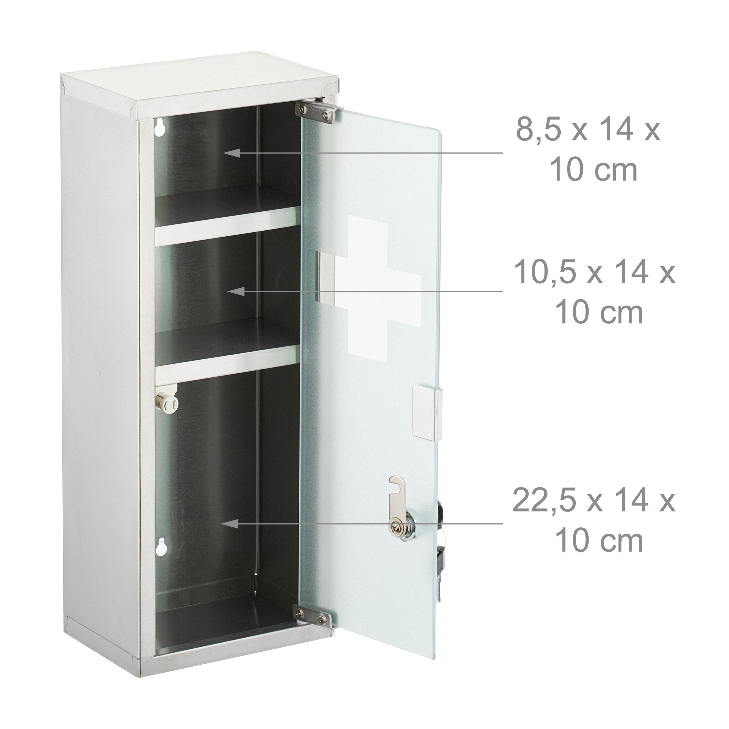 relaxdays Medizinschrank Edelstahl (1-St) – Bild 5 von 5