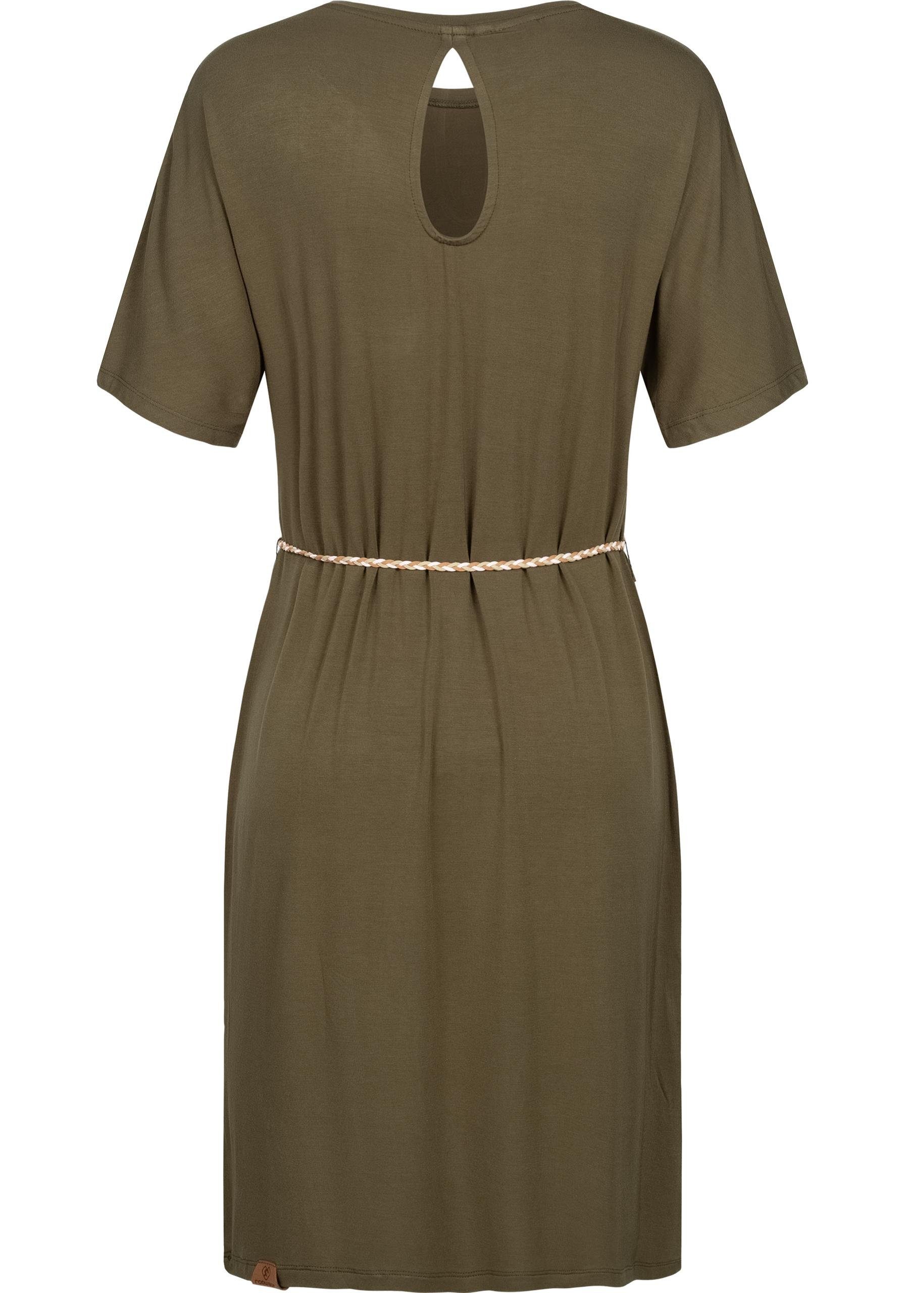 Ragwear Jerseykleid Kass stylisches Shirtkleid mit geflochtenem Gürtel