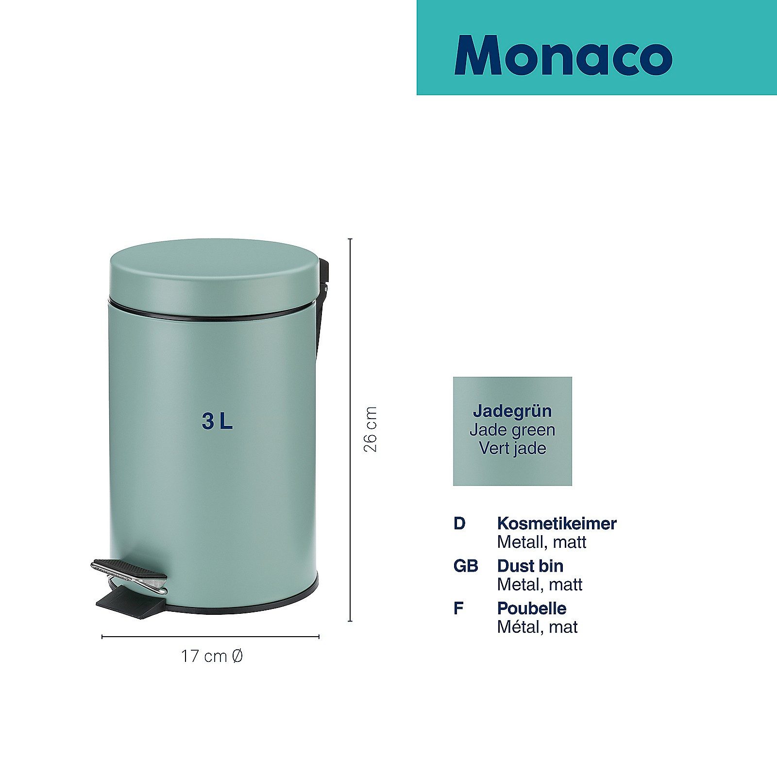 kela Kosmetikeimer Monaco, herausnehmbarer Inneneimer mit Tragegriff, 3 L