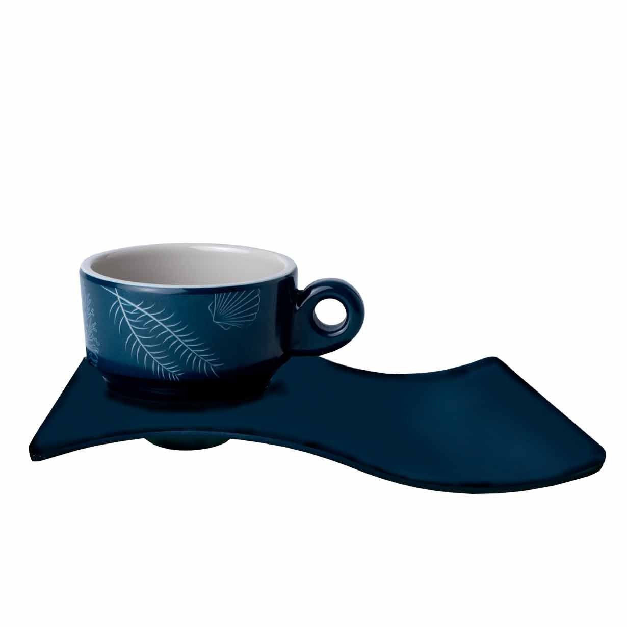 Marine Business Espressotasse Espresso Tasse mit Unterteller, Melamin, navy weiss - Serie Living, 1-tlg., Melamin