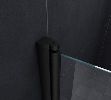 Home Systeme Badewannenaufsatz Duschwand Duschtrennwand Duschkabine Dusche Falttür Klarglas Schwarz