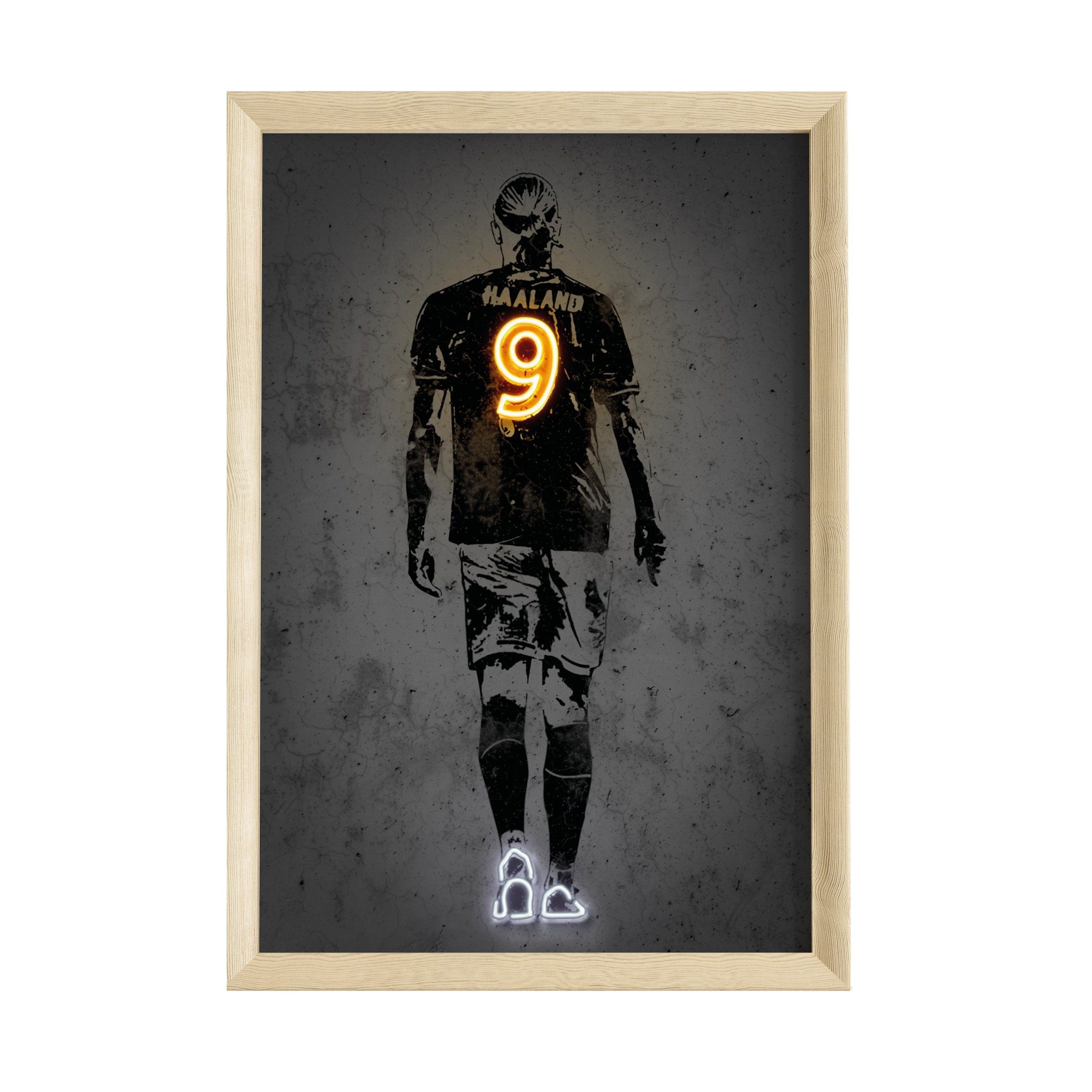 JUSTGOODMOOD Poster Premium ® Erling Haaland Fußball Poster · Neon Effekt · ohne Rahmen