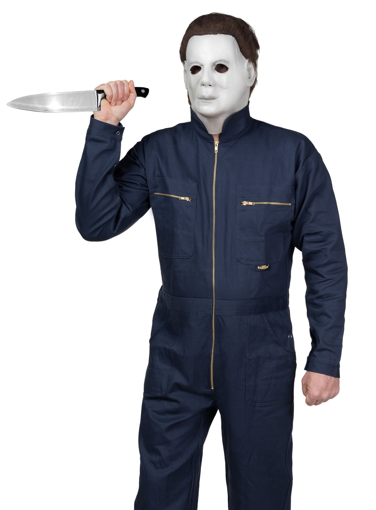 Metamorph Kostüm Michael Myers Overall - Halloween Kostüm Herren, Halloween Overall im kultigen Serienmörder-Look