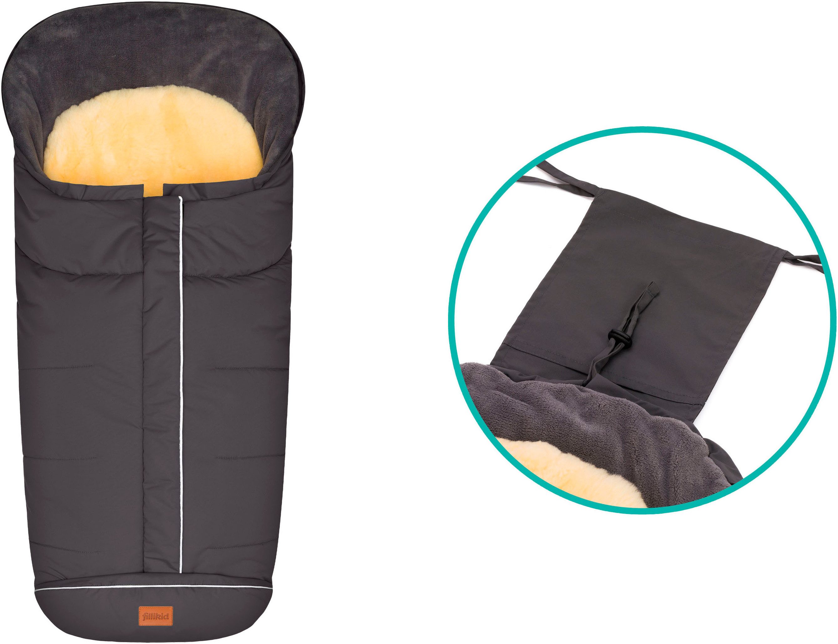 Fillikid Fußsack Nanga Lammfell, Winterfußsack, mit herausnehmbarer Lammfellauflage