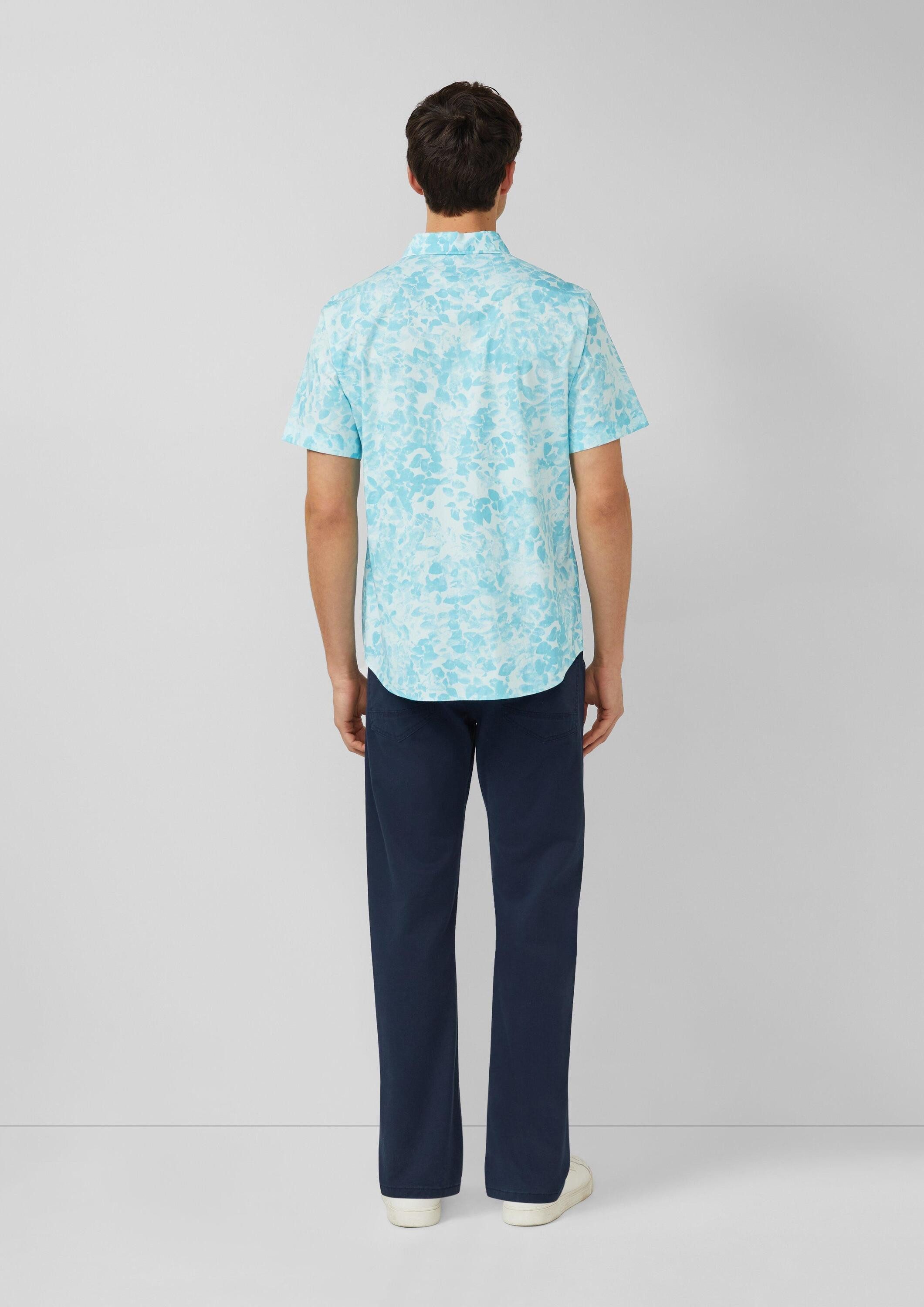 s.Oliver Kurzarmhemd Hemd Slim Fit: Kurzarmhemd mit All-over-Print und Brusttasche