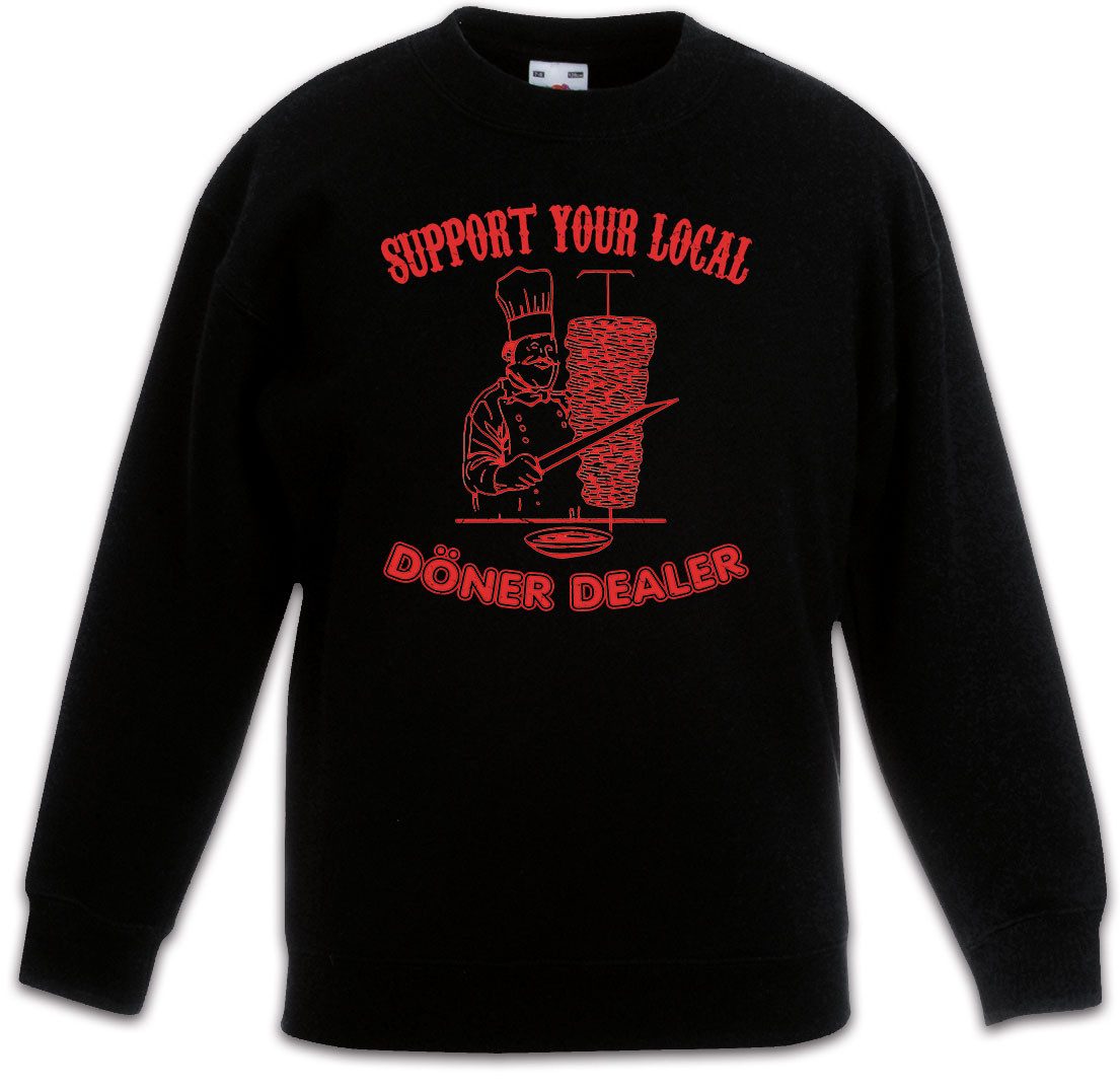 Urban Backwoods Sweatshirt Support Your Local Döner Dealer Kinderpullover Fastnacht Kebab (1-tlg) Dönerladen Türkei Karneval Fasching