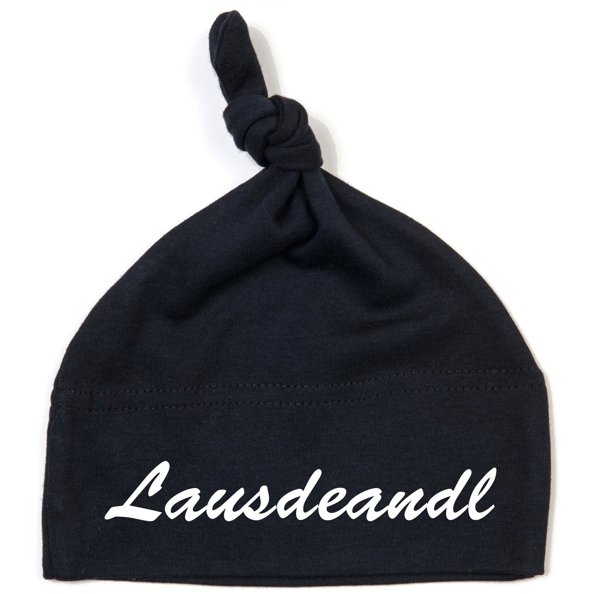 Schnoschi Erstlingsmütze Babymütze mit Knoten mit Lausdeandl hochwertig bestickt / gestickt Stickerei mit Lausdeandl