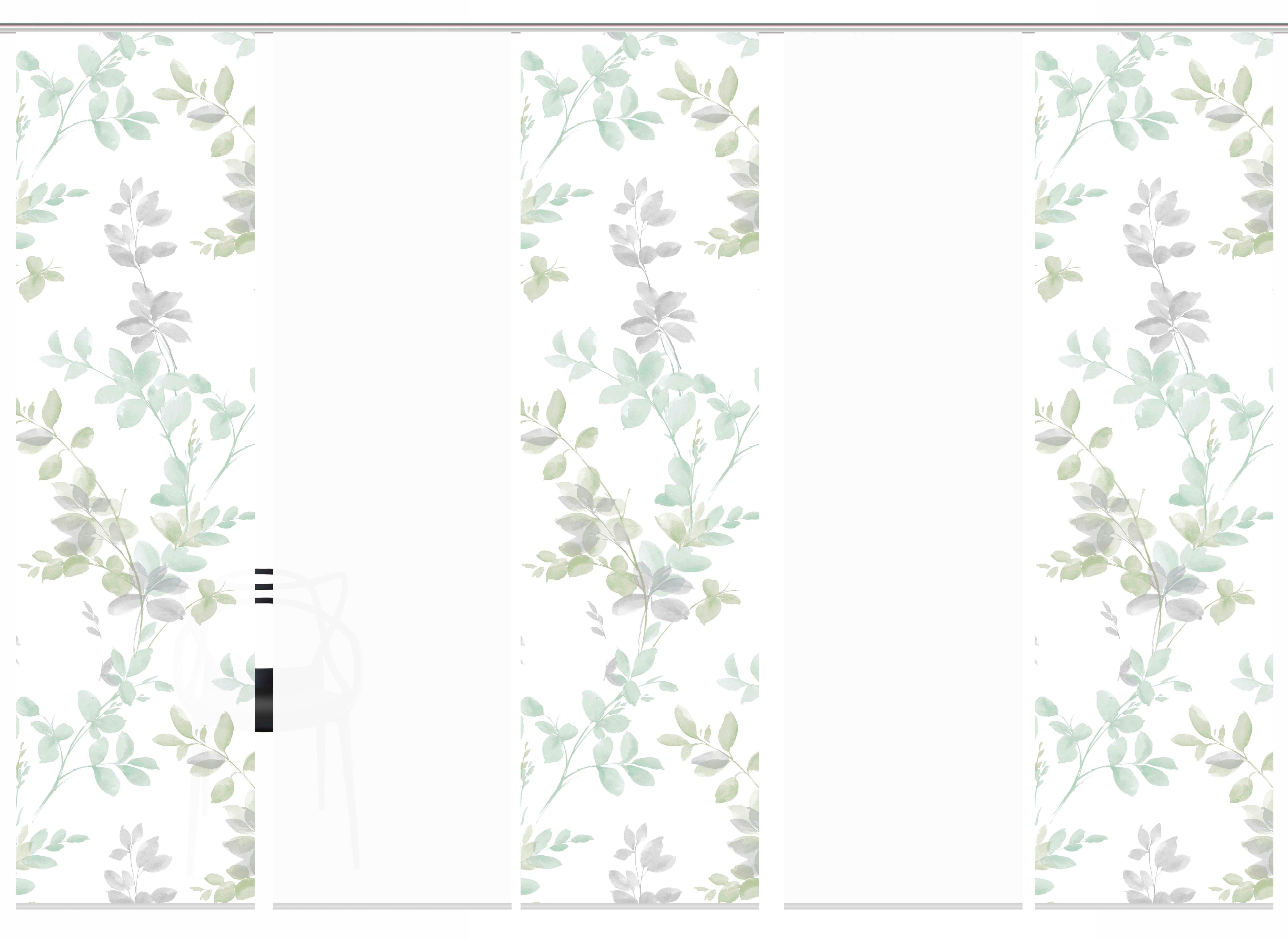 HOME WOHNIDEEN Schiebegardine 5er SET (5 St), Paneelwagen, blickdicht, Schiebevorhang Digidruck 5er Set AYLA