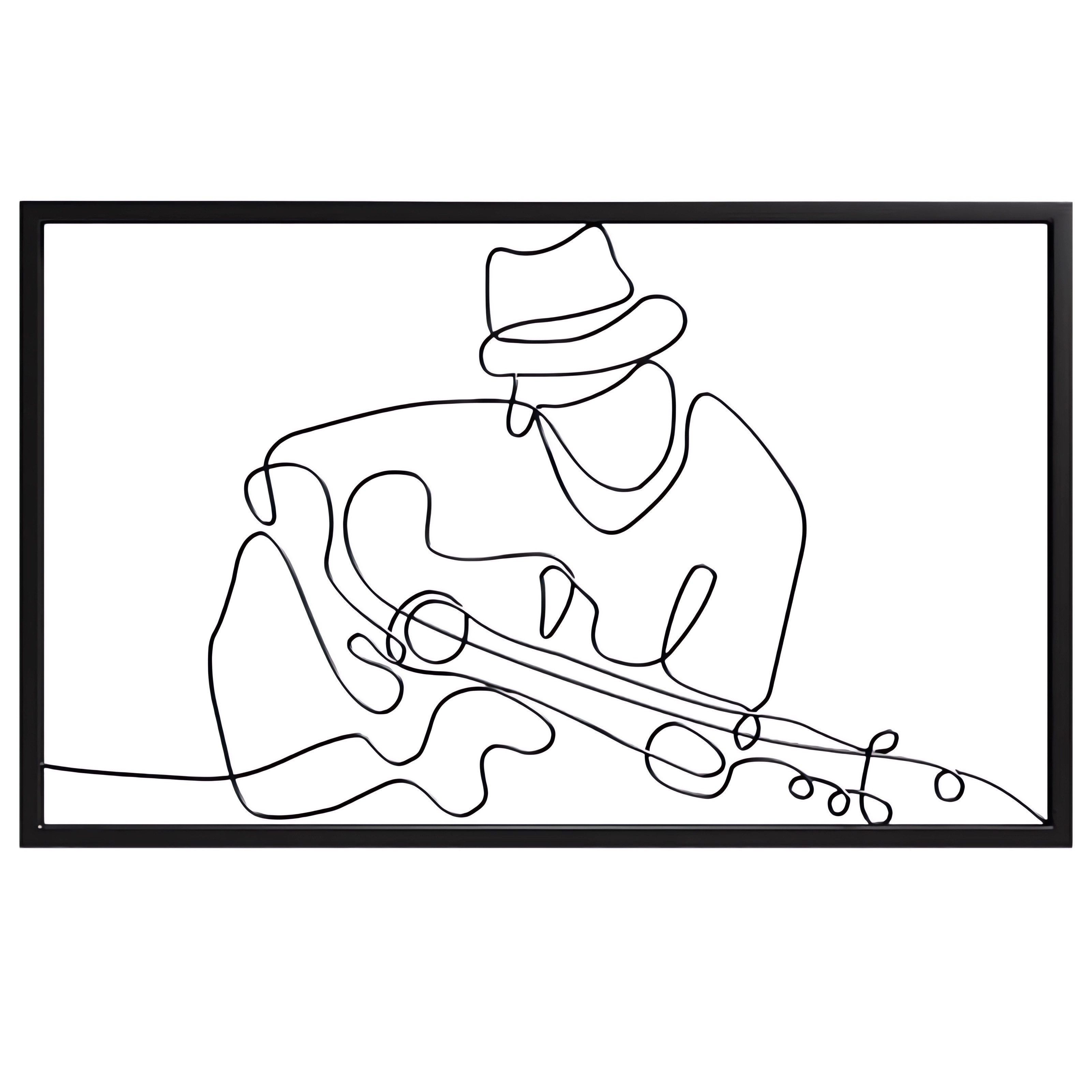 Jumpeak Wanddekoobjekt Gitarrenspieler Metall Wanddekoration, Minimalistisch, Metall, Hergestellt aus Metall,Schwarz,Weiß,4 Größe