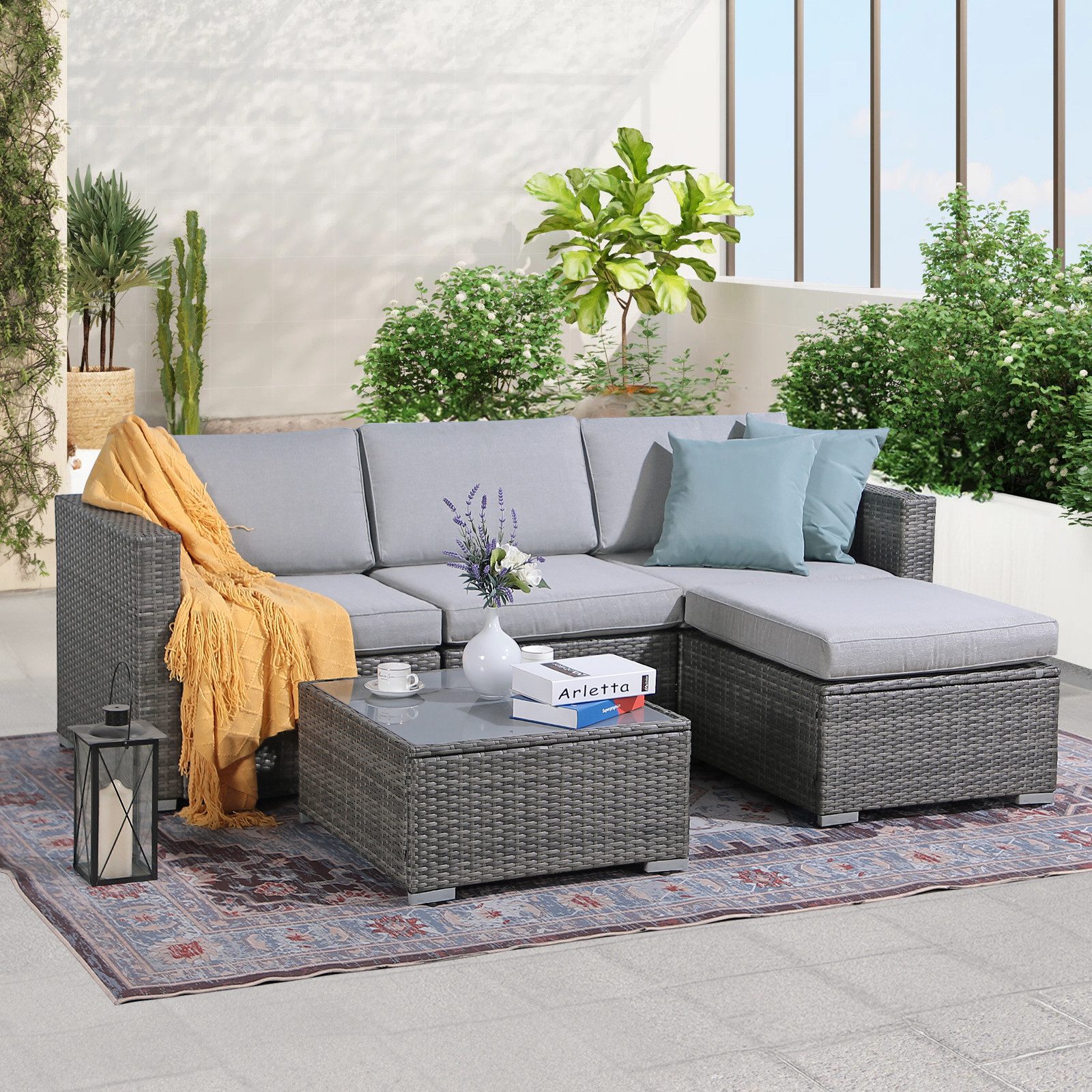 JOIVI Gartenlounge-Set Gartenlounge Set, 5-TLG Sitzgruppe günstig online kaufen