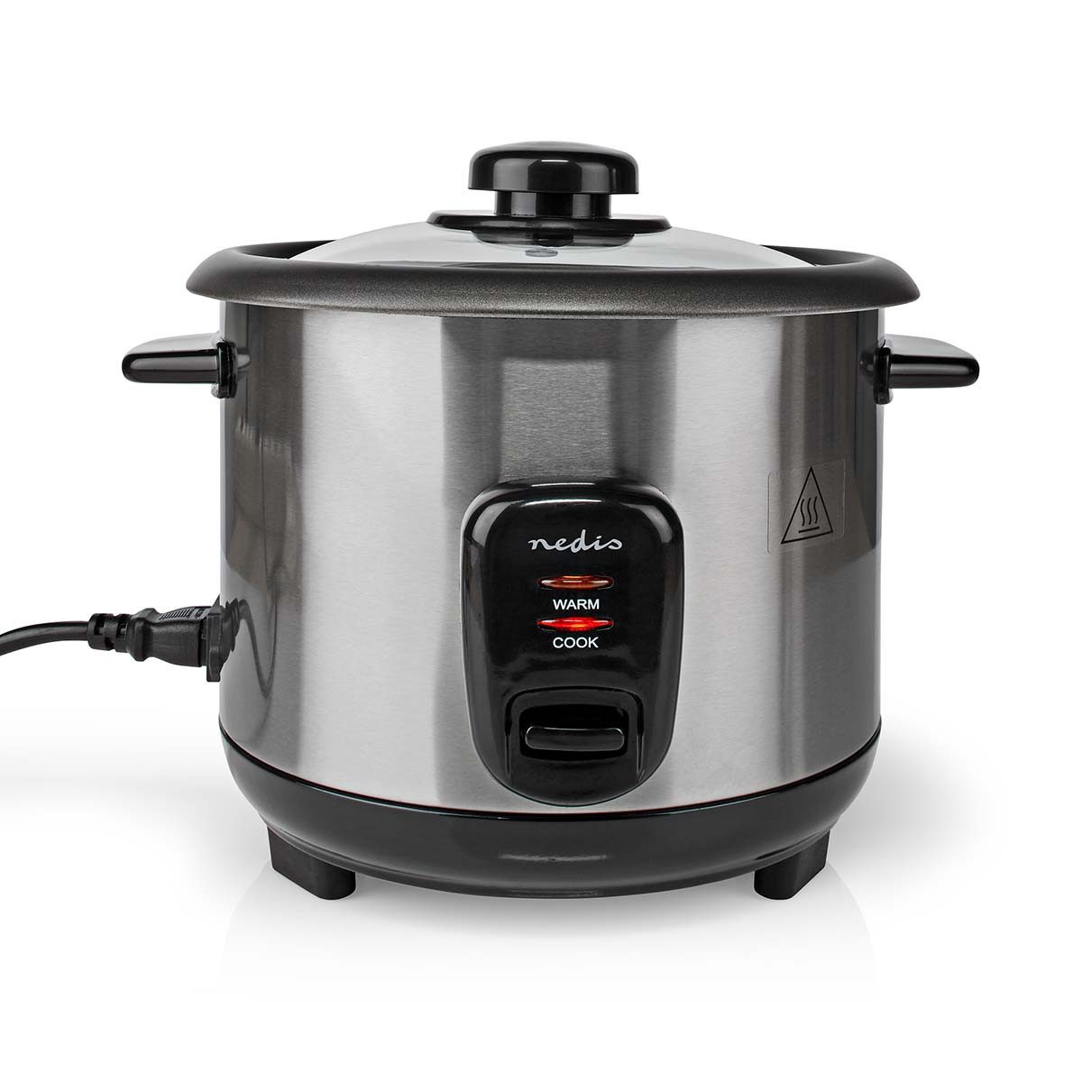 Nedis Reiskocher KARC110AL, 400 W, Familie zu Hause, 1,0 l, Warmhalten, Antihaft, edles Edelstahlgehäuse