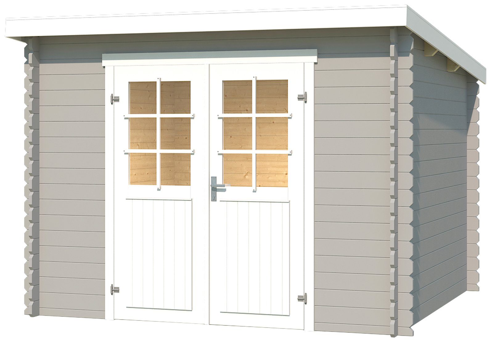 LASITA MAJA Gartenhaus San Jose 230, BxT: 295x269 cm, Blochbohlenhaus 28mm, Fundamentmass 2750x2300, Lichtgrau