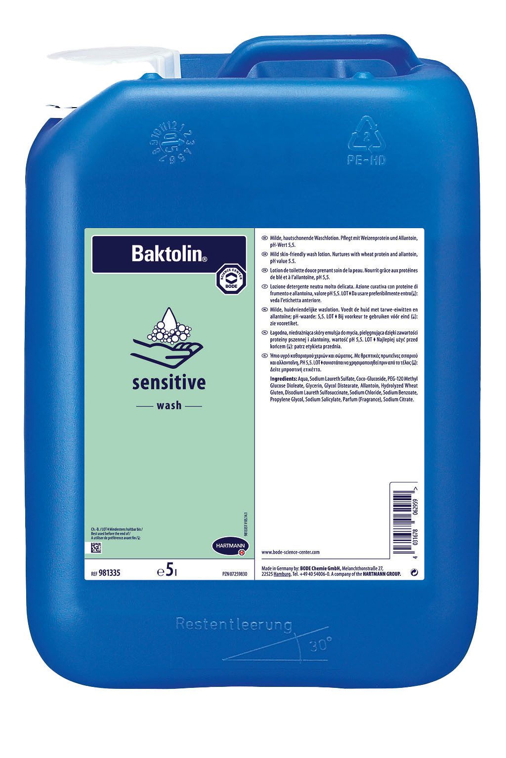 PAUL HARTMANN AG Hautpflegegel Hartmann Baktolin sensitive Waschlotion 5 Liter Kanister