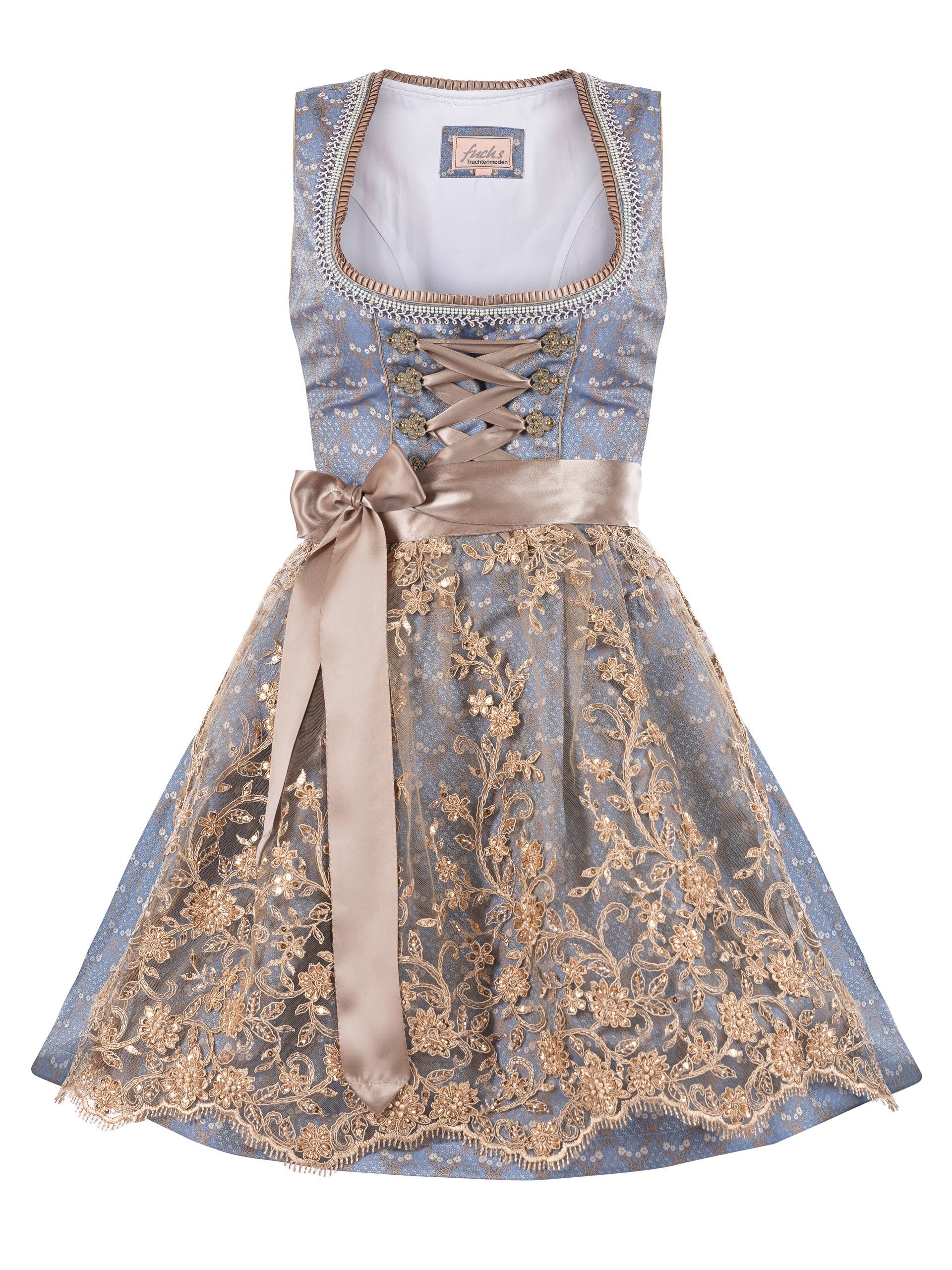 Trachten24.de Dirndl Mini Dirndl Sophia hellblau (2-tlg) Rockteil 50cm