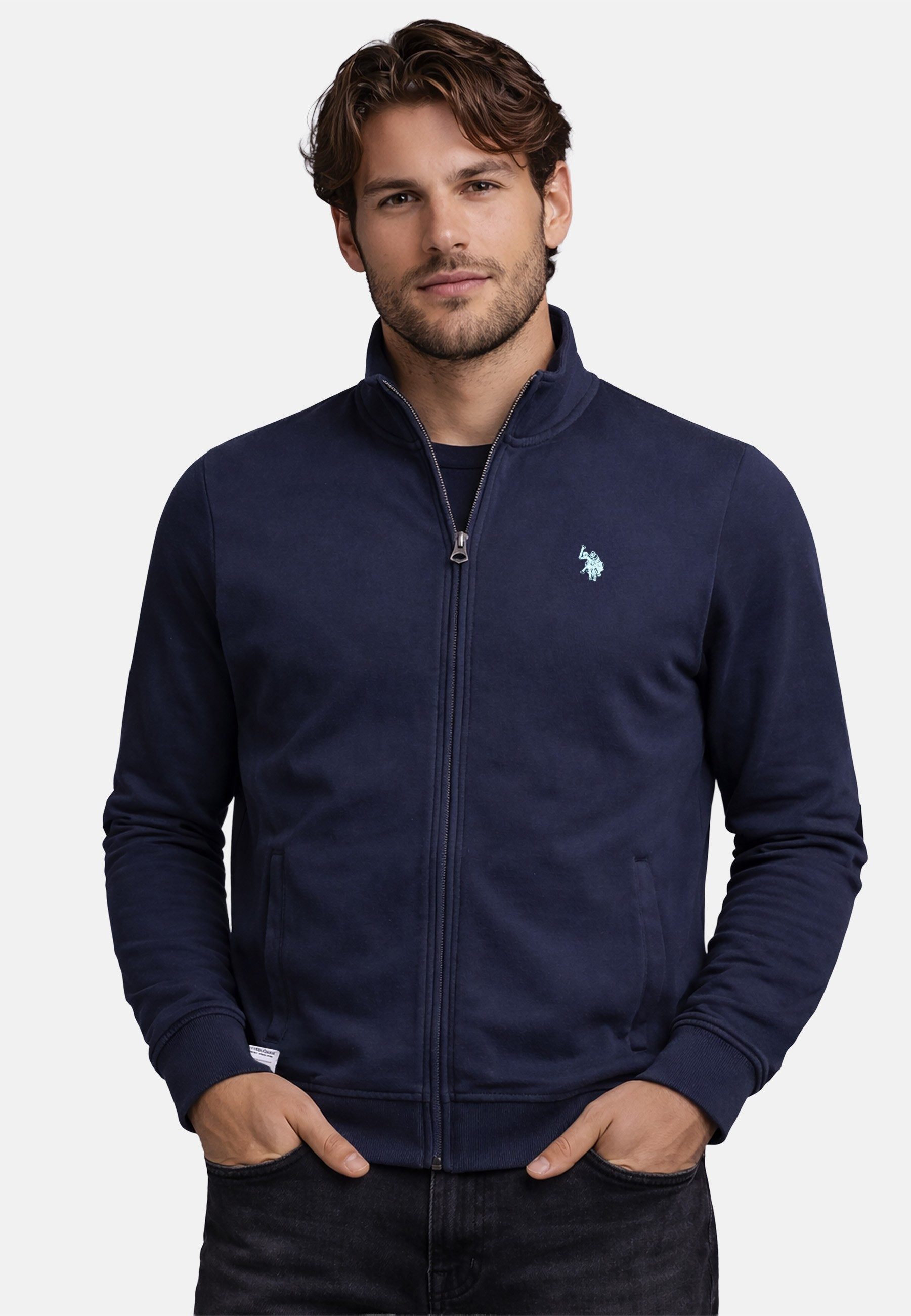 U.S. Polo Assn. Sweatjacke USBraady – Herren Jacke mit Stehkragen Sportlicher Stehkragen, Reißverschluss, seitliche Taschen