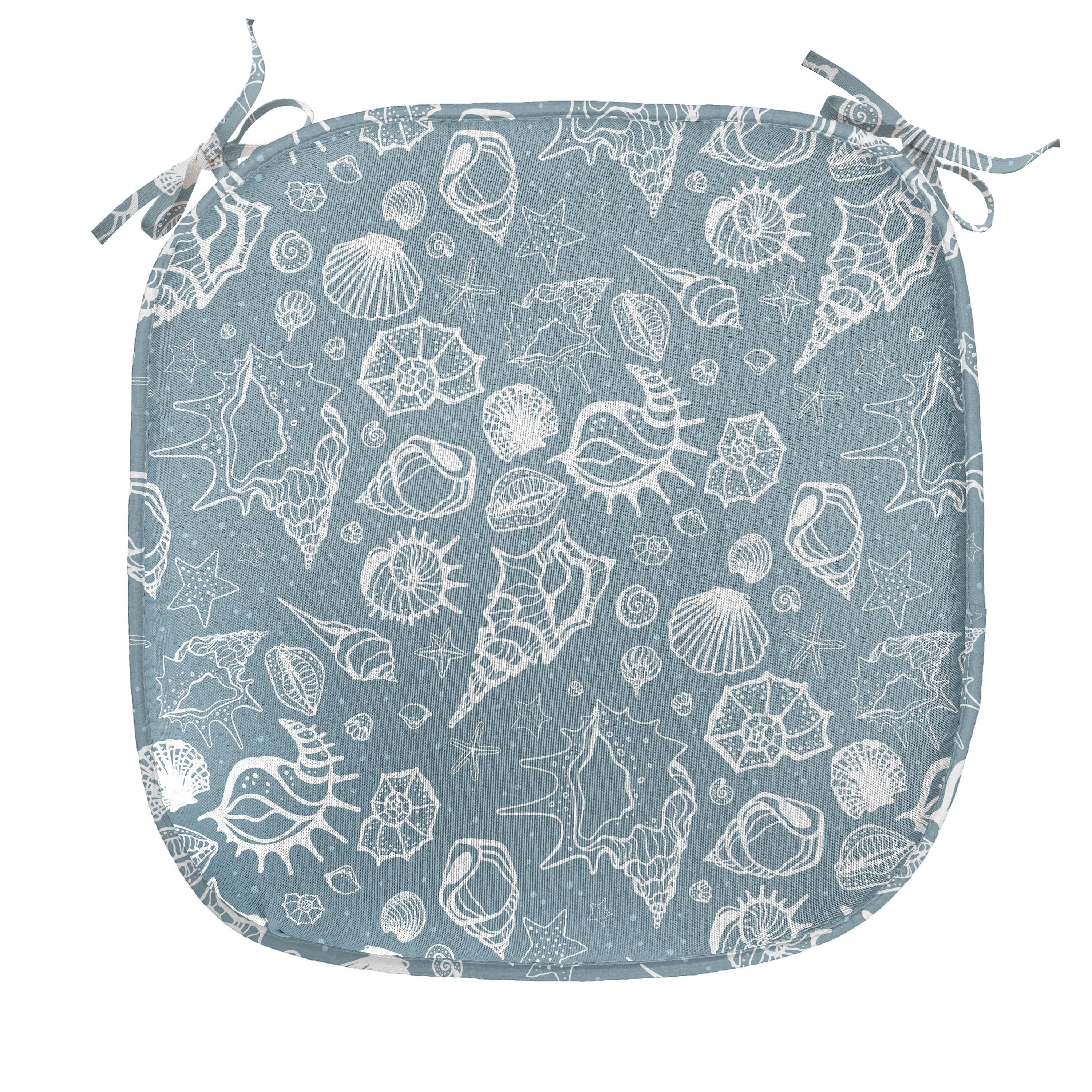 Sea Gekritzel-Art-Muster mit Shells wasserfestes Riemen für Abakuhaus Stuhlkissen Dekoratives Kissen Küchensitze,
