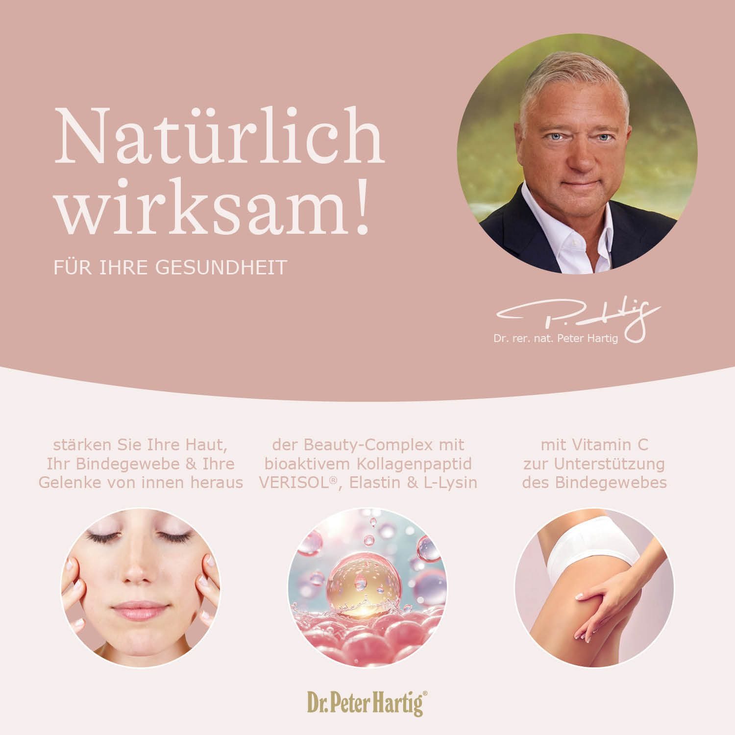 Dr. Peter Hartig Collagen Beauty Complex, unterstützt Haut, Bindegewebe und Gelenke, Pulver, 90g, 30-Tagevorrat, à 90 g